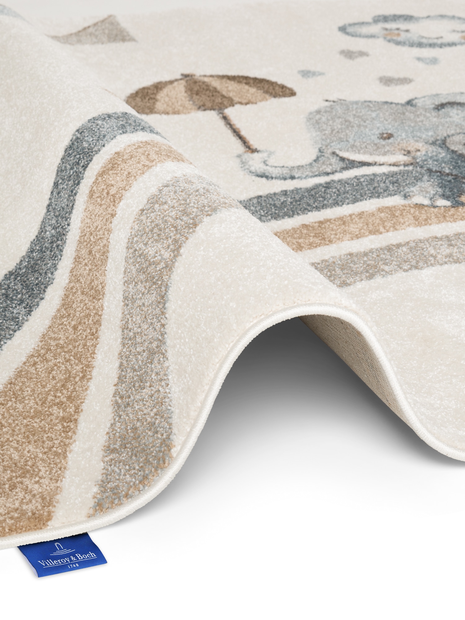 Villeroy & Boch Kinderteppich »Walk like an Elephant Rainy Party« rechteckig 9 mm Höhe Spielteppich weich, Kinderzimmer, Boho Kids Spielunterlage, Tieremotiv