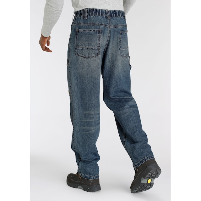 mit Taschen Arbeitshose Jeans«, Baumwolle, ♕ Northern comfort 100% 6 Jeansstoff, (aus praktischen Country »Cargo robuster Bund, fit), bei mit dehnbarem
