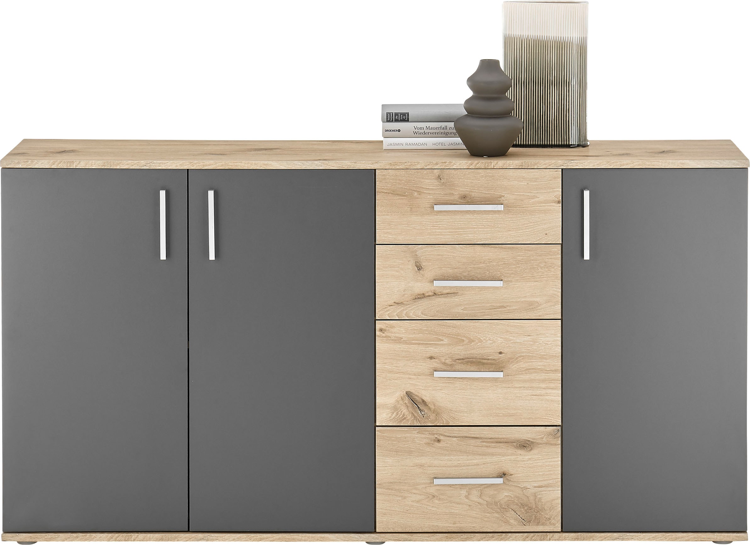 HBZ Kommode »BC-Drift-2, Sideboard Stellmaß BxHxT 160x84x35 cm« 1 Stk. tlg. Sideboard mit 3 Türen und 4 Schubkästen, 2 Einlegeböden