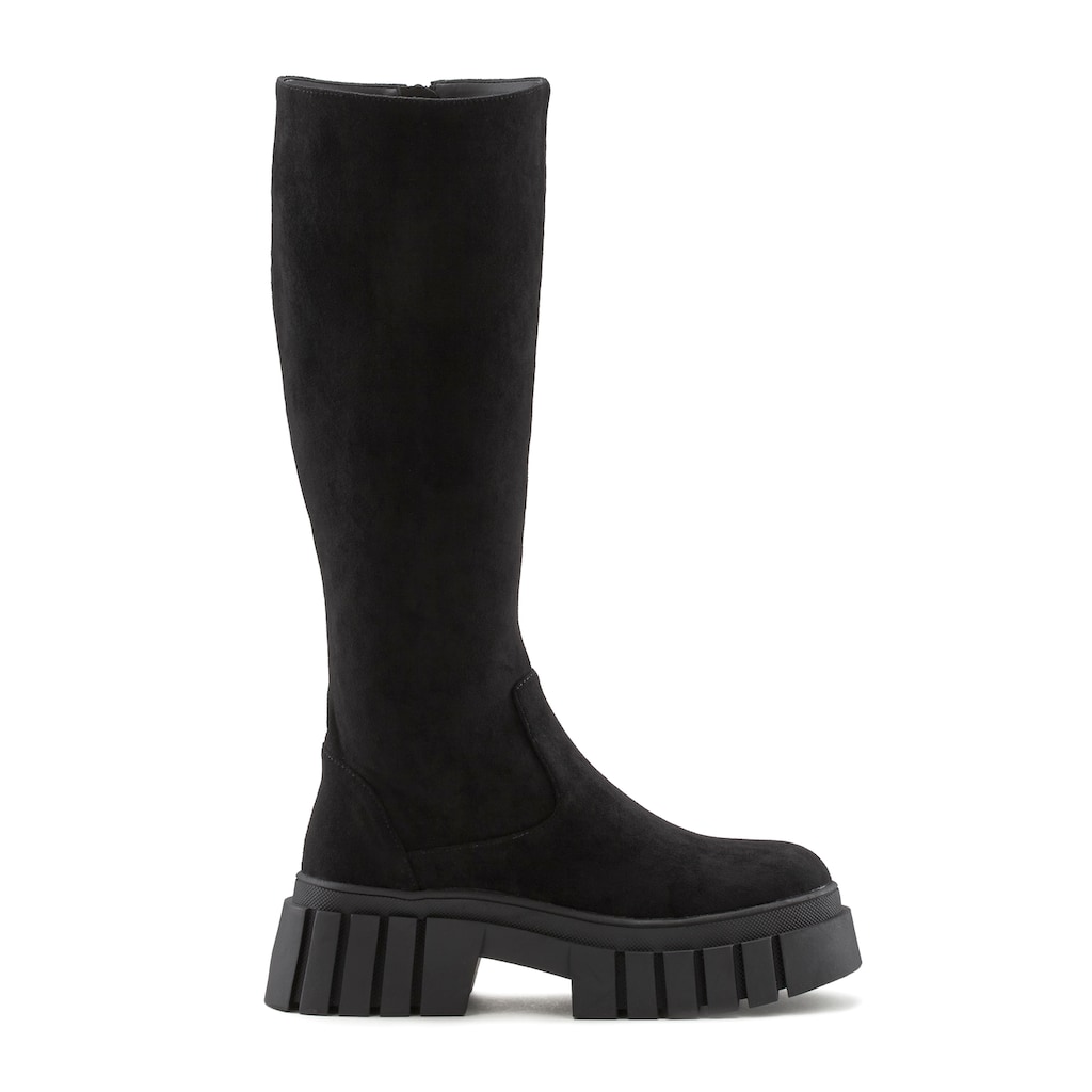 LASCANA Reißverschlussstiefel, mit Profilsohle, Winterstiefel, Chunky-Sohle, langer Stiefel