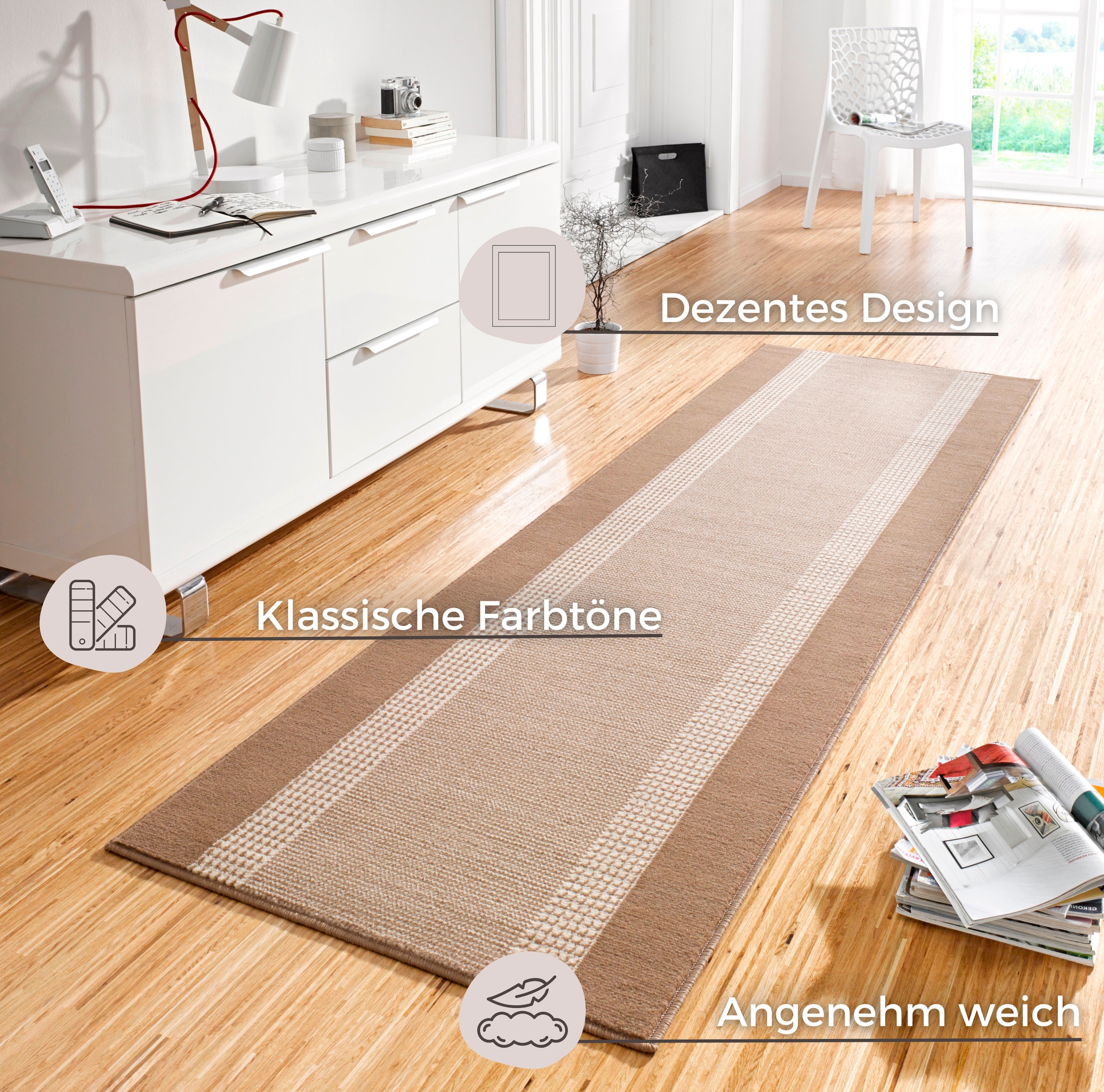 HANSE Home Teppich »Band«, rechteckig, 9 mm Höhe, Kurzflor, weich, Läufer Größen, Wohnzimmer, Schlafzimmer, Esszimmer