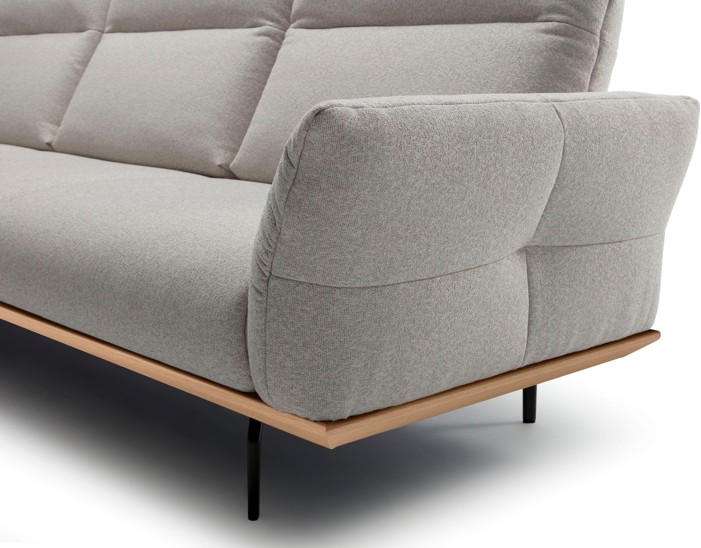 Creation BY ROLF BENZ Ecksofa »CR.460«, Sockel in Eiche, Winkelfüße in Umbragrau, Breite 318 cm