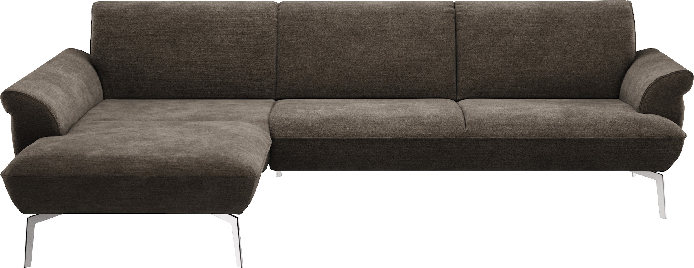 himolla Ecksofa »himolla 9900«, (mit Hocker), Recamiere rechts o. links, Füße Aluminium, mit Hocker