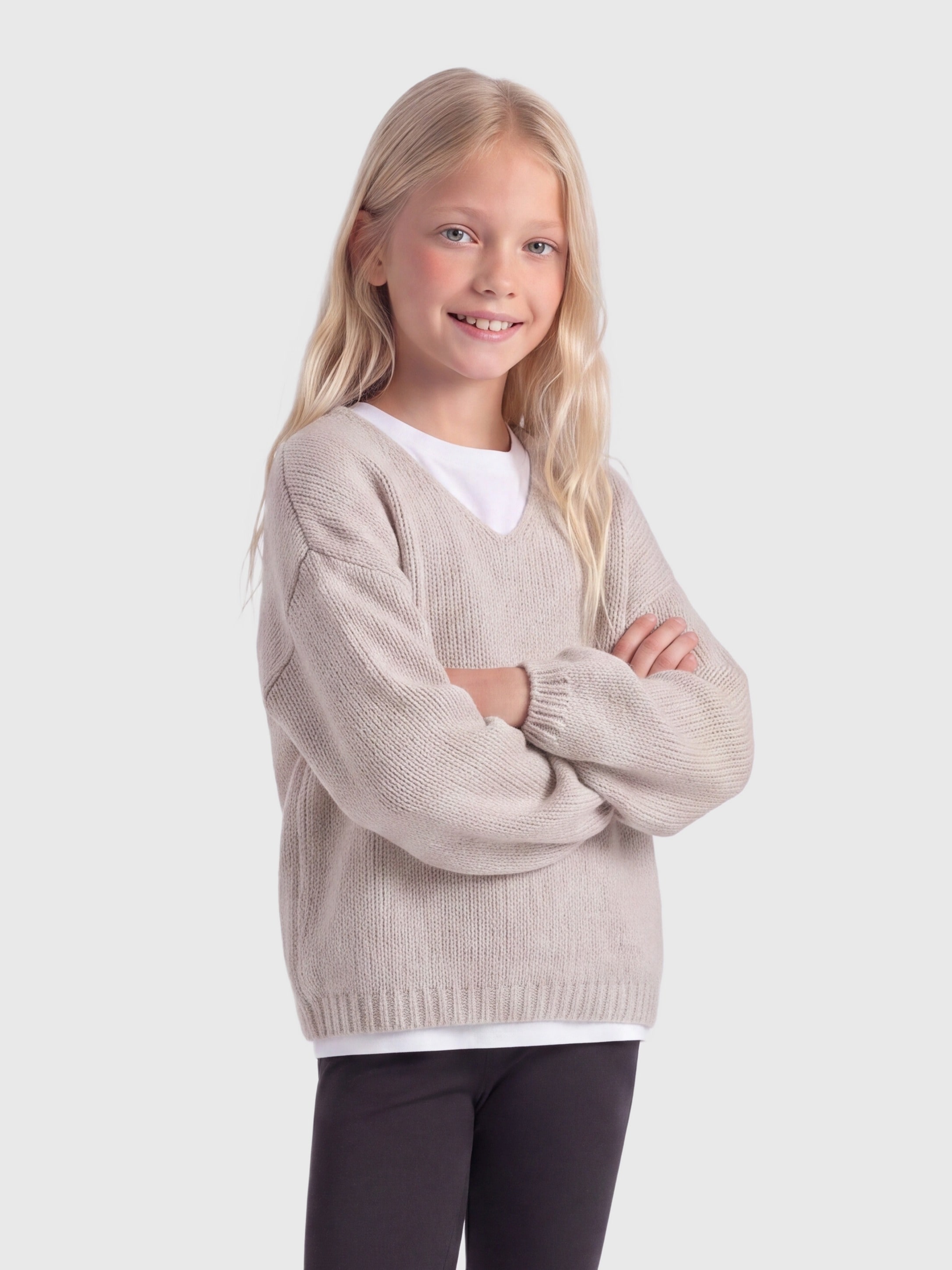 KIDS ONLY V-Ausschnitt-Pullover »KOGDINEA L/S REVERSIBLE PULLOV. KNT« Kunstfaser, regular fit