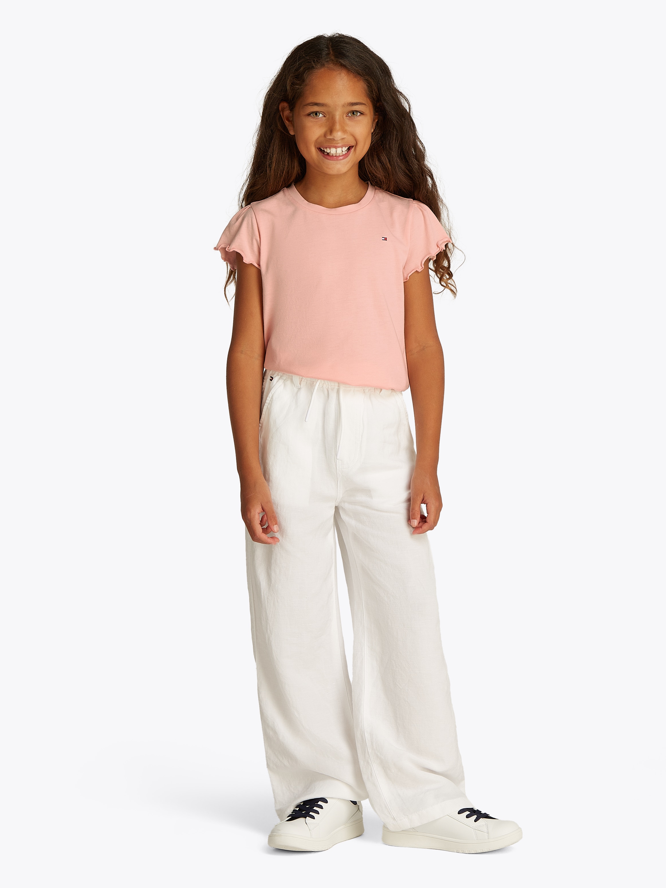 Tommy Hilfiger T-Shirt »ESSENTIAL RUFFLE SLEEVE TOP«, mit gewelltem Ärmelabschluss