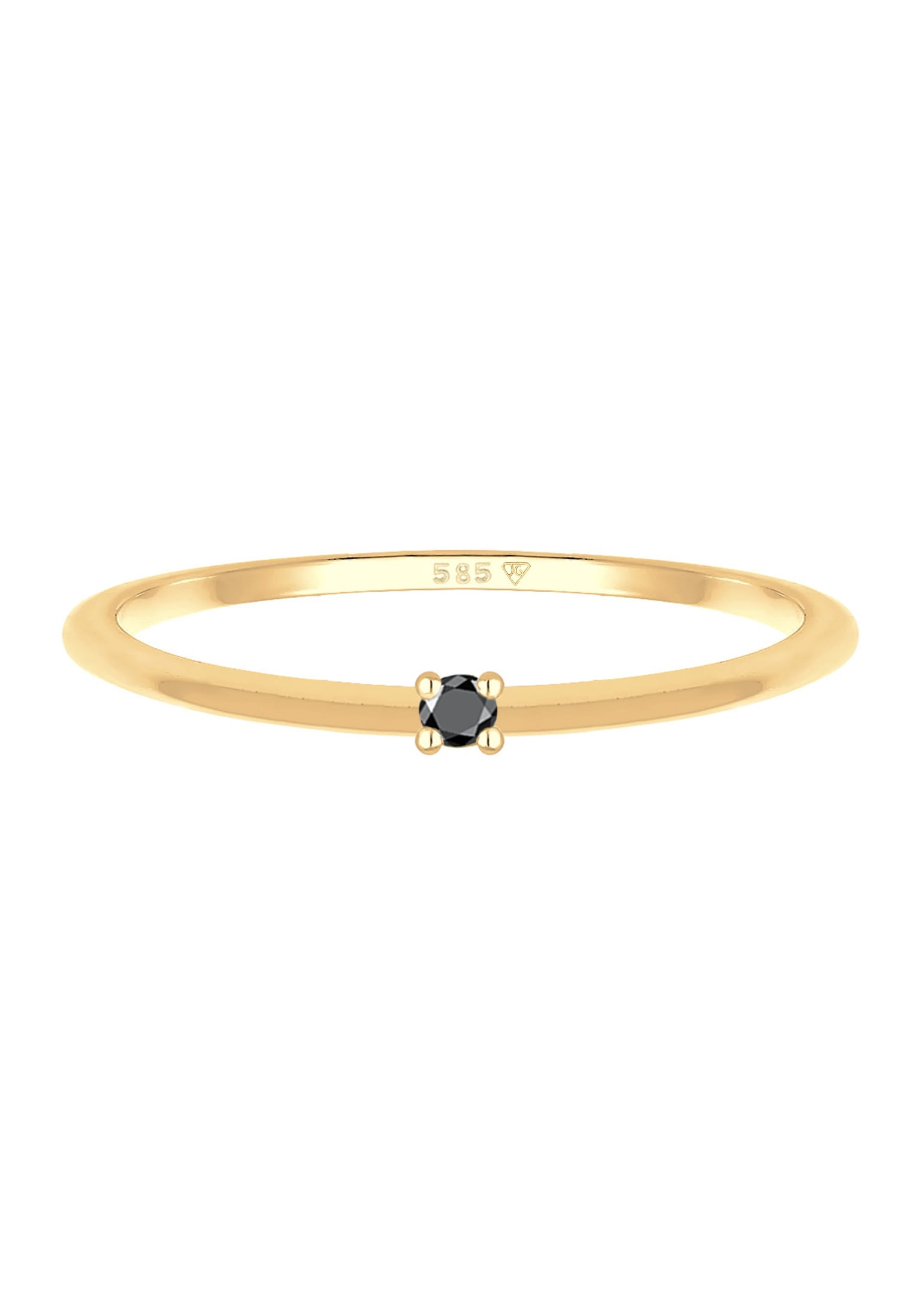 Elli DIAMONDS Diamantring »Ring Solitär Diamant Schwarz Brillantschliff (0.003 ct) 585 Gelbgold«