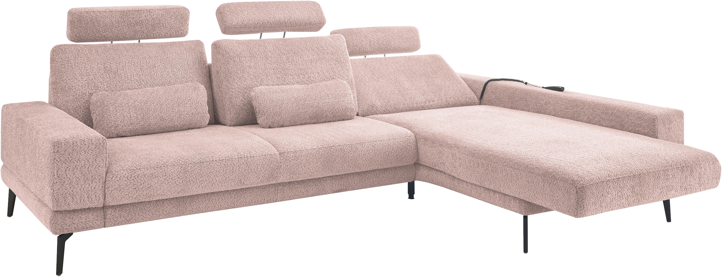 set one by Musterring Ecksofa »SO 3600, inkl motor. Sitztiefenverstellung, Kopfstützen, Nierenkissen«, Sitzhöhe 42 cm, Kaltschaum, Breite 293 x Tiefe 180 cm, Kama rose