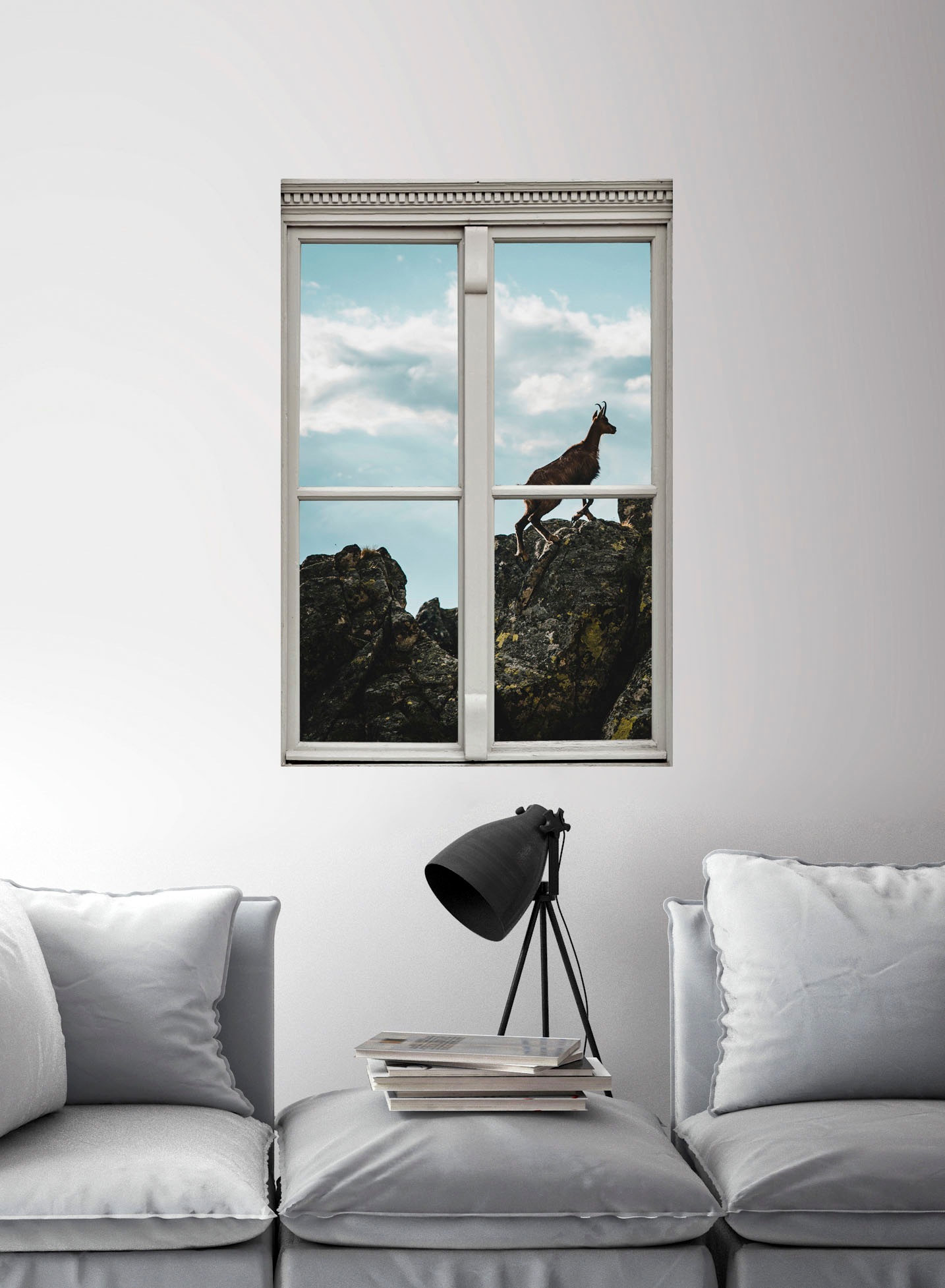 queence Wandsticker »Steinbock« Wandsticker, Wandbild, selbstklebend, 3D, Fenster