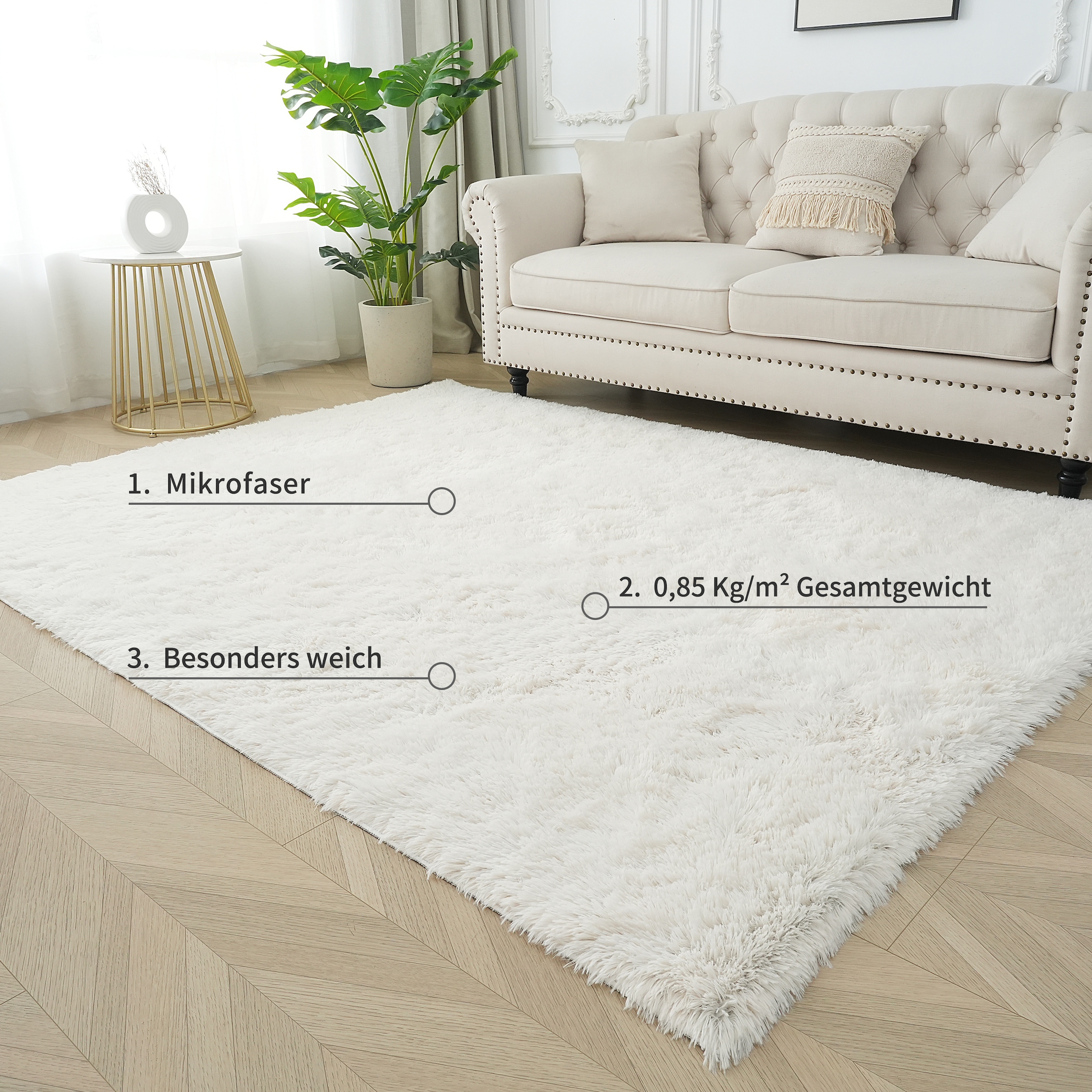 my home Hochflor-Teppich »Leava, besonders weich und kuschelig, leichter Glanz«, rechteckig, 37 mm Höhe, uni, Mikrofaser Teppiche, Plüsch, Wohnzimmer, Schlafzimmer, Esszimmer