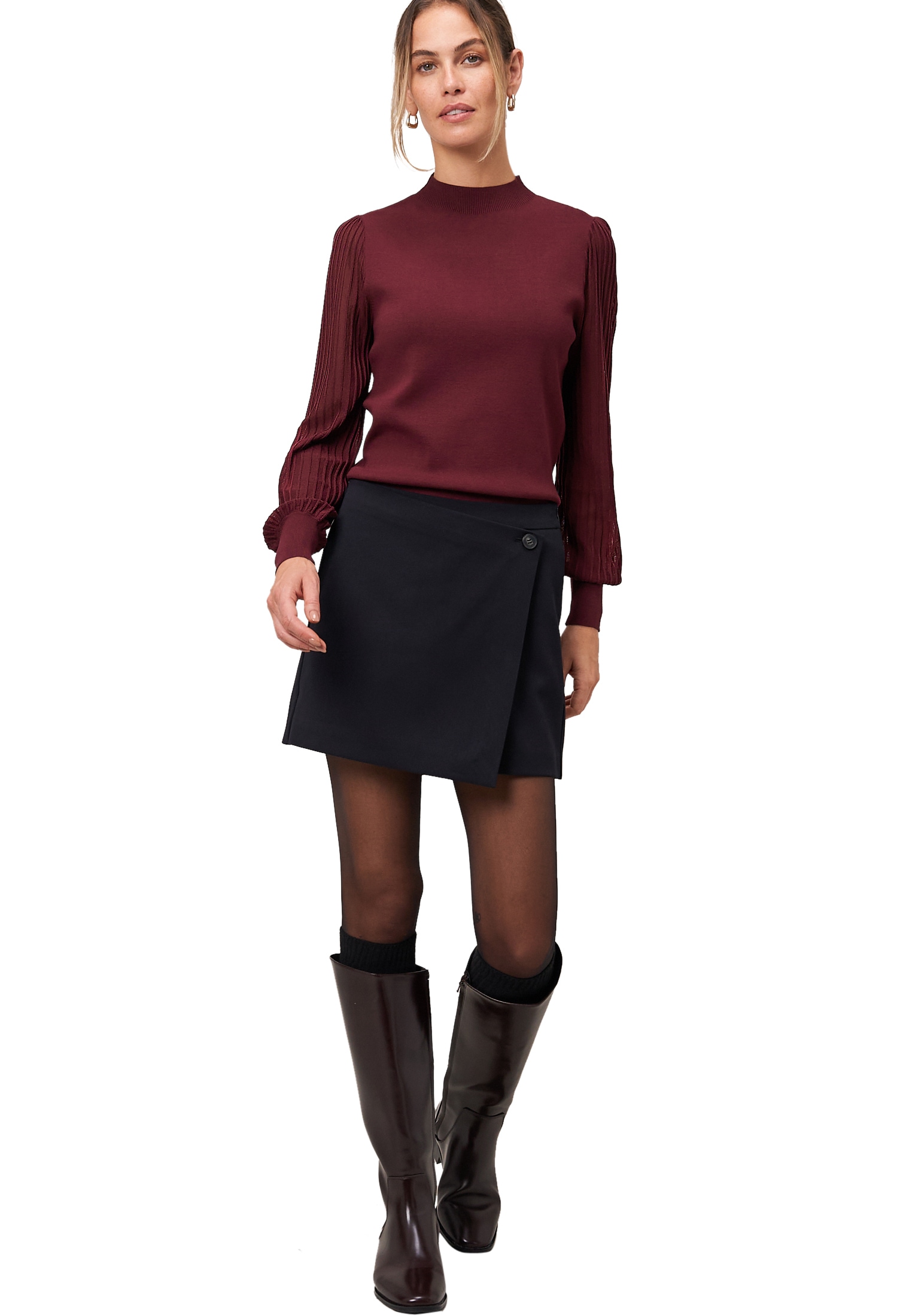 Zero Strickpullover »Strickpullover mit transparenten Ärmeln«