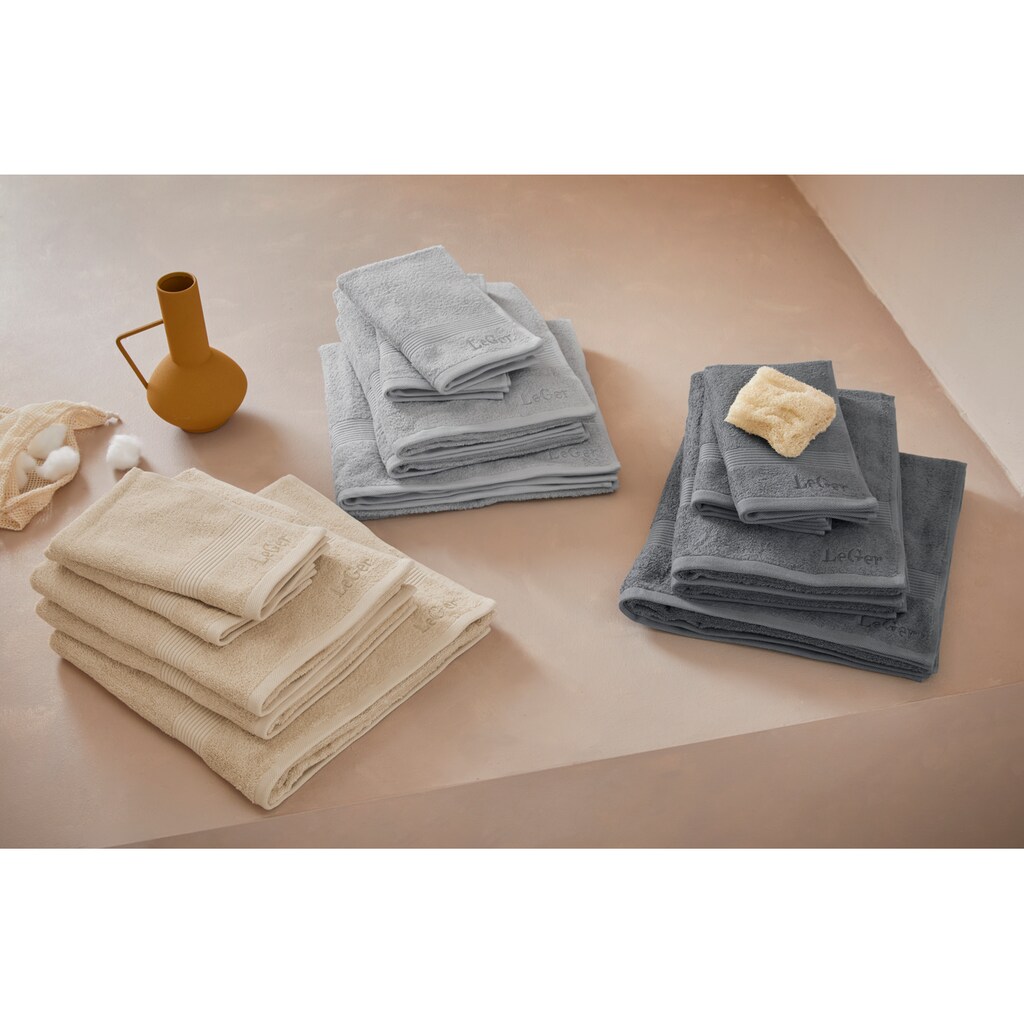 LeGer Home by Lena Gercke Handtuch Set »Maike«, 5 tlg., Walkfrottee, 5 teiliges einfarbiges Handtuchset mit Logobordüre, weiche Handtücher aus 100% Baumwolle
