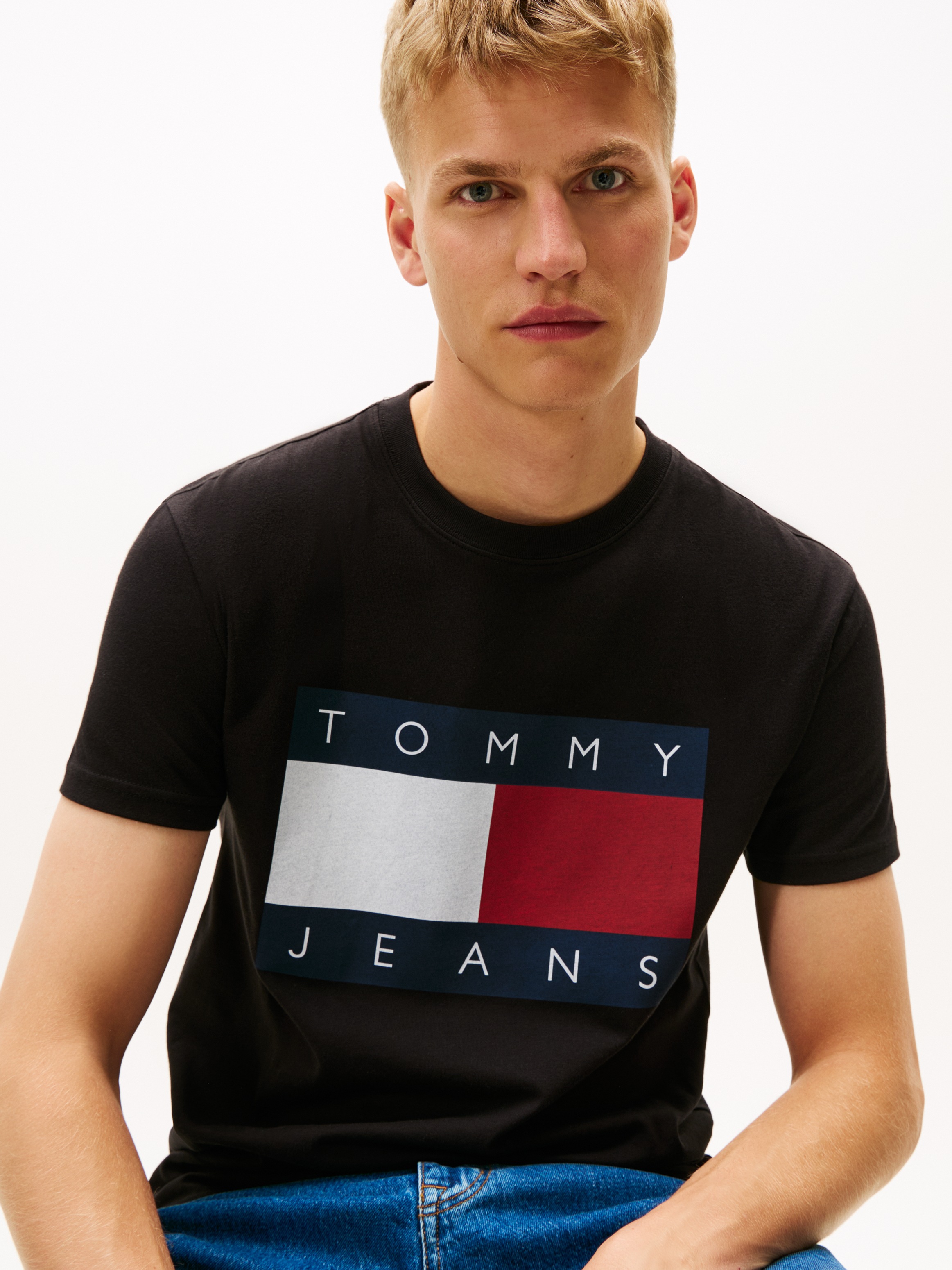 Tommy Jeans T-Shirt Rundhalsausschnitt, Regular Fit, Logo-Druck