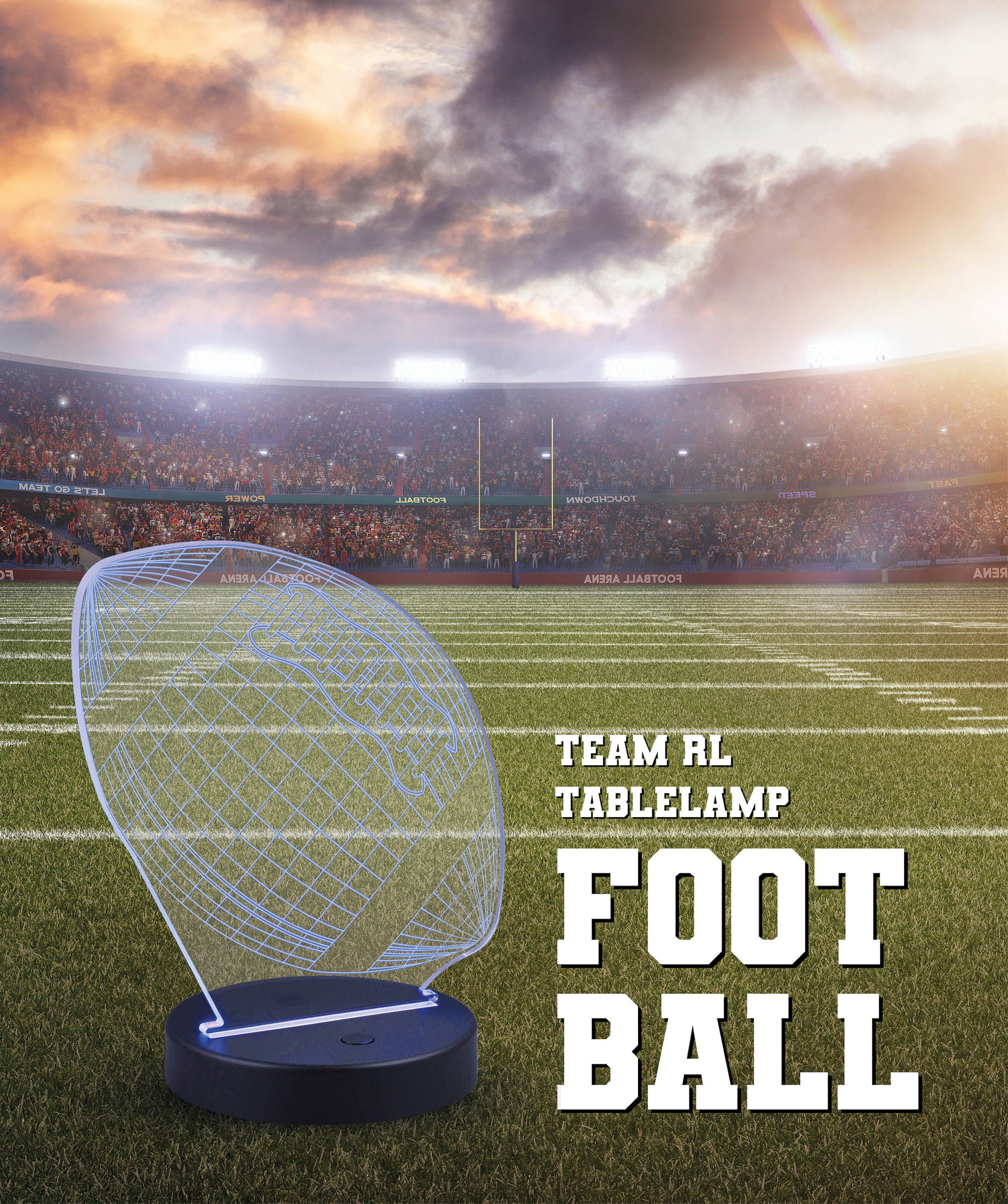 REALITY Leuchten LED Tischleuchte »FOOTBALL, Tischlampe in Football Form mit 3D-Effekt, Acryl, Höhe 22cm« LED-Board 1 Stk. RGB | Warmweiß 3,2W LED, RGB Farbwechsel Modus, 250 Lumen 3000K warmweiß, Base Ø 12cm