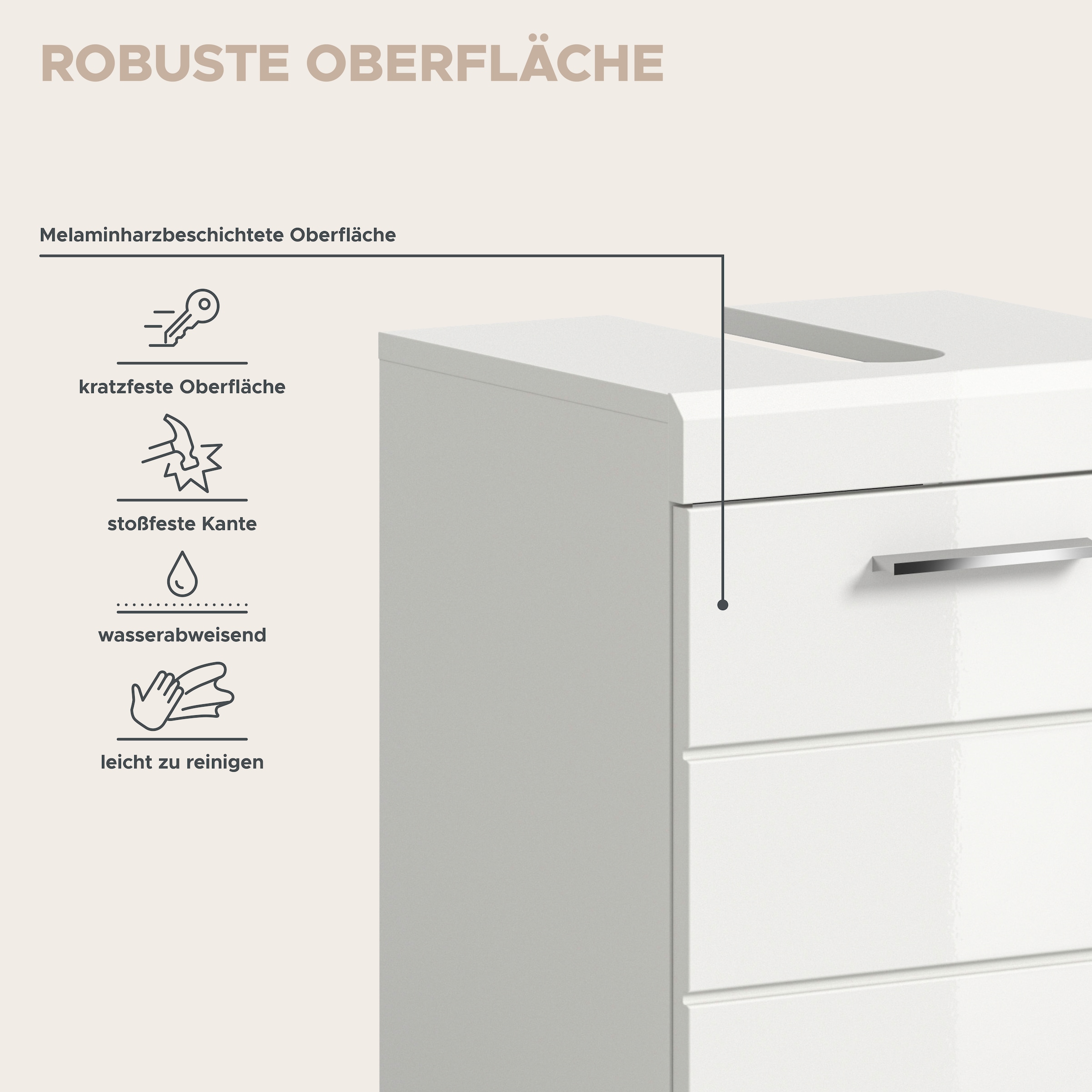 welltime Waschbeckenunterschrank »SIENA, Breite 40cm, 1 Tür, 1 Einlegeboden, 2 Fächer, MDF-Front« WBU, Badmöbel, Badschrank, Kommode, Unterschrank, Bad, Badezimmer
