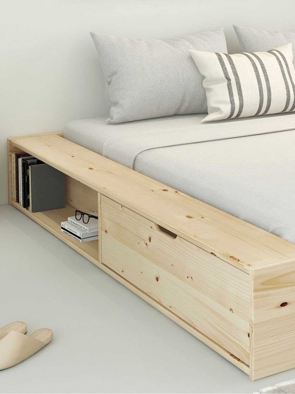 Home affaire Stauraumbett »Erno, Massivholzbett, Futonbett, 275KG belastbar«, (Breite/ Belastbarkeit: 120cm/275 KG, 180cm/275 KG), mit Lattenrost, Massivholz, FSC® zertifiziert, viel Stauraum + Ablagen