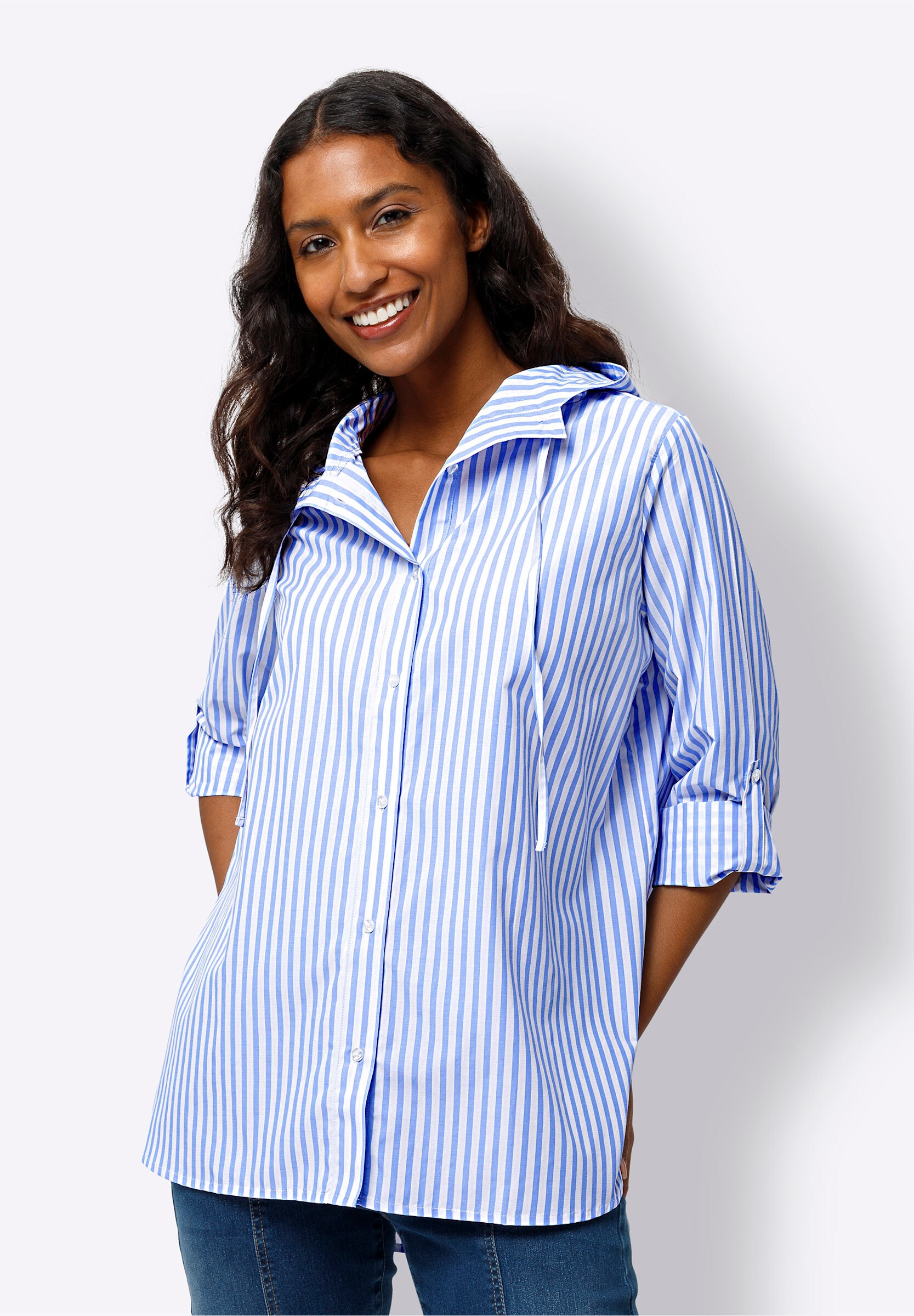heine Klassische Bluse »Bluse Gestreifte Bluse mit Kapuze«