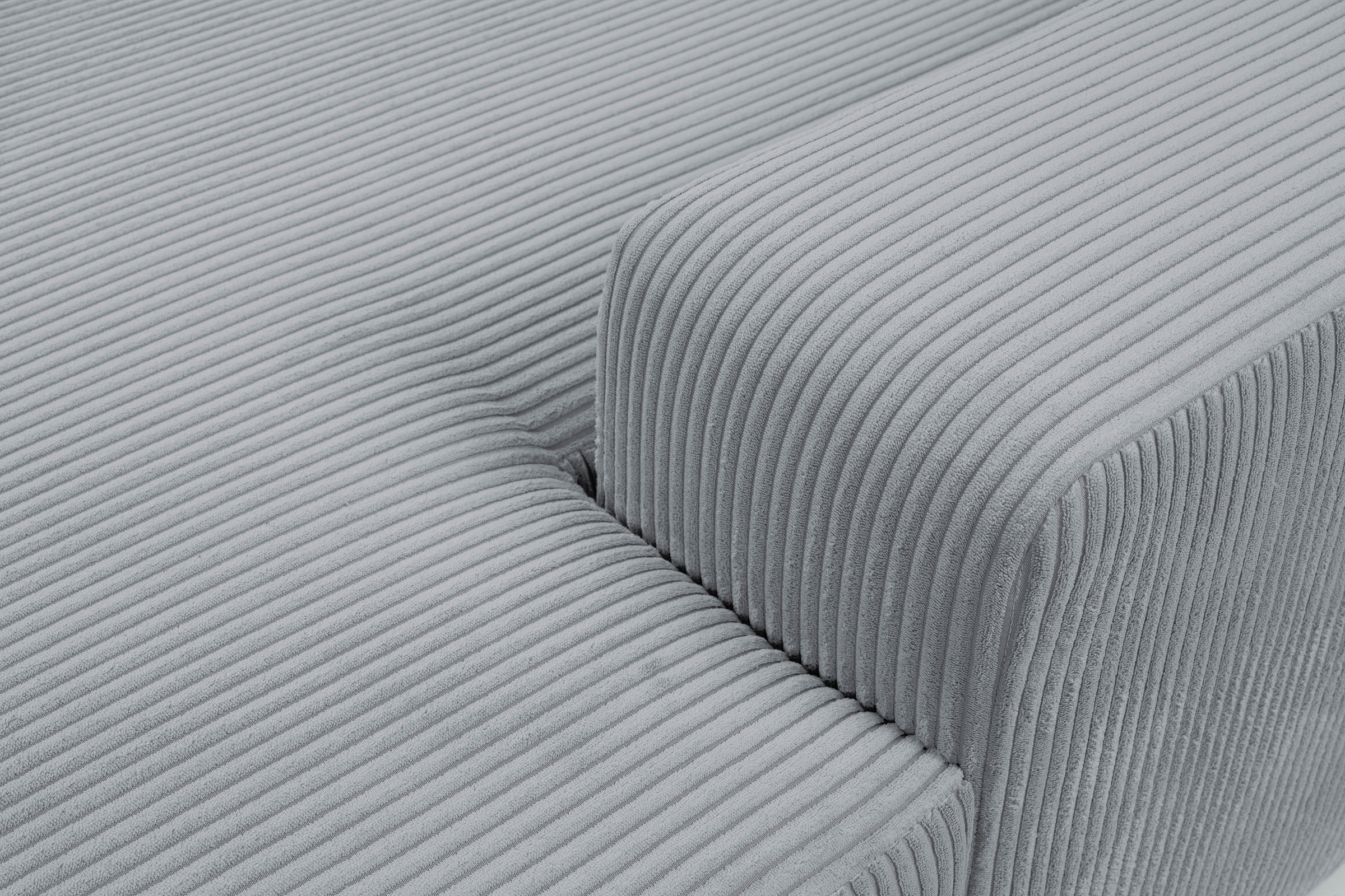 WERK2 Wohnlandschaft »Rotterdam-U, U-Form, in kuschelweichem Cord oder Breitcord« Design Sofa mit Schlaffunktion & Bettkasten, Cord, Grau