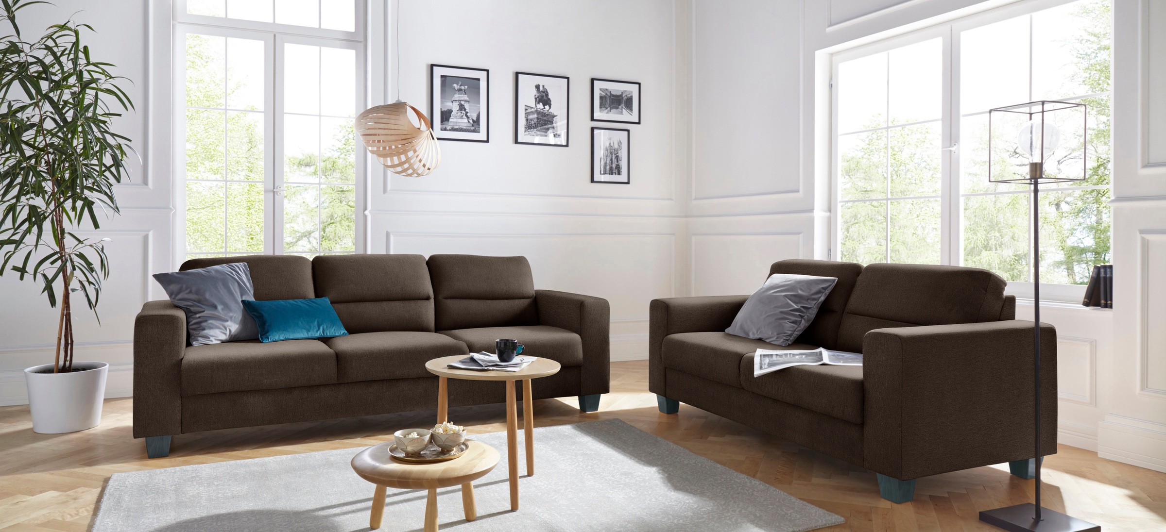 TRENDMANUFAKTUR 3-Sitzer »Chamber mit hohem Sitzkomfort«, in zeitloser Optik, Kopfstützen optional bestellbar