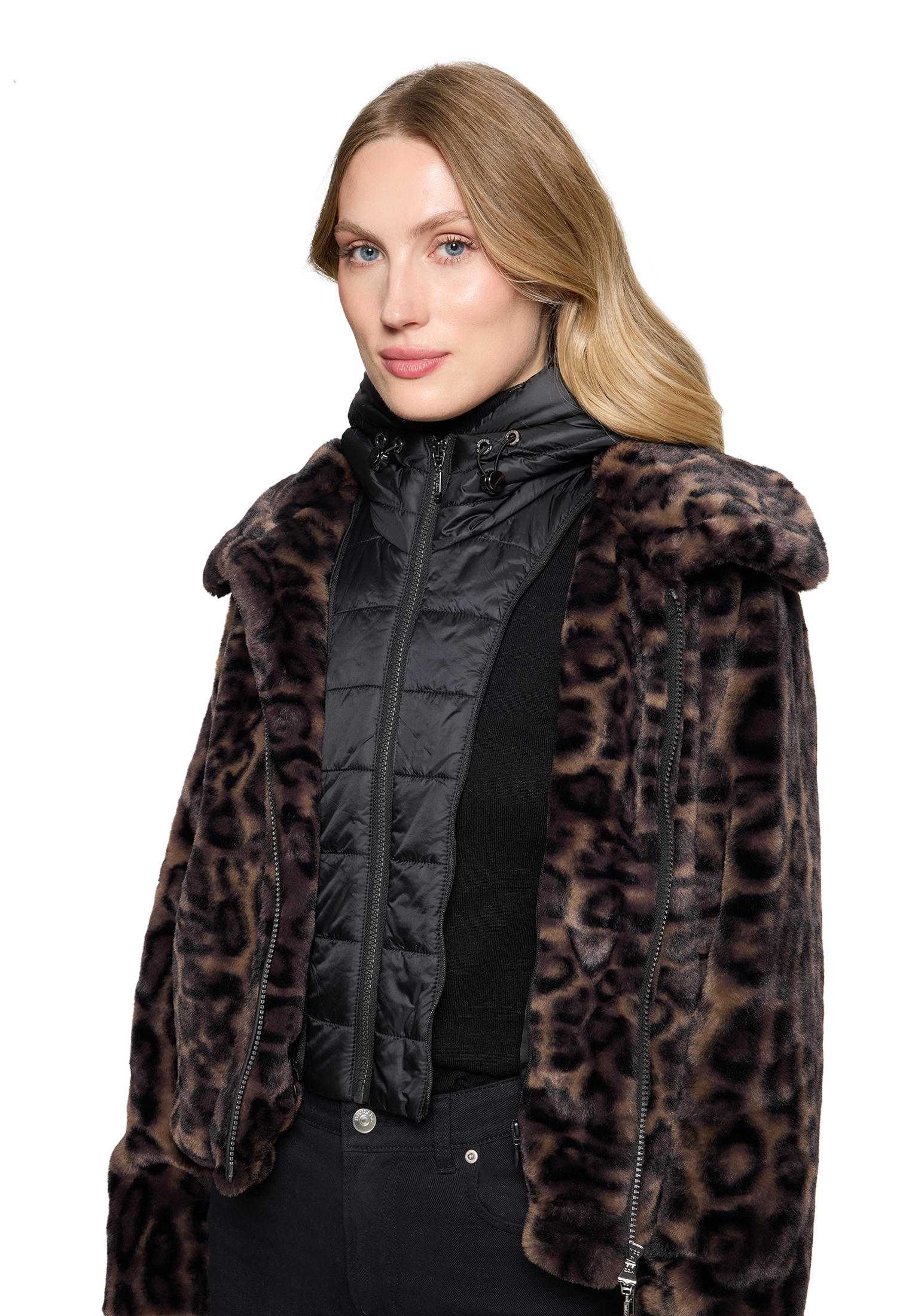 Amber & June Plüschjacke »Plüschjacke mit abnehmbarem Westenteil«