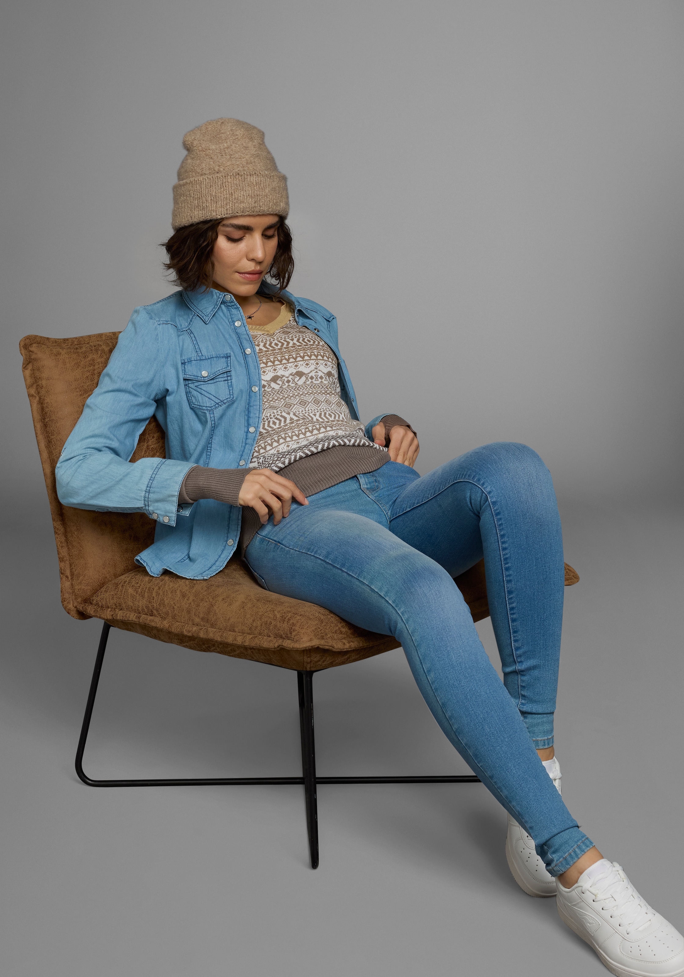 KangaROOS Jacquardpullover im Norweger-Muster mit kleinen Kängurus