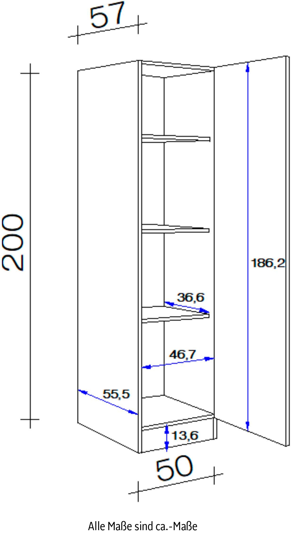Flex-Well Vorratsschrank »Portland«, (B x H x T) 50 x 200 x 57 cm, für viel Stauraum