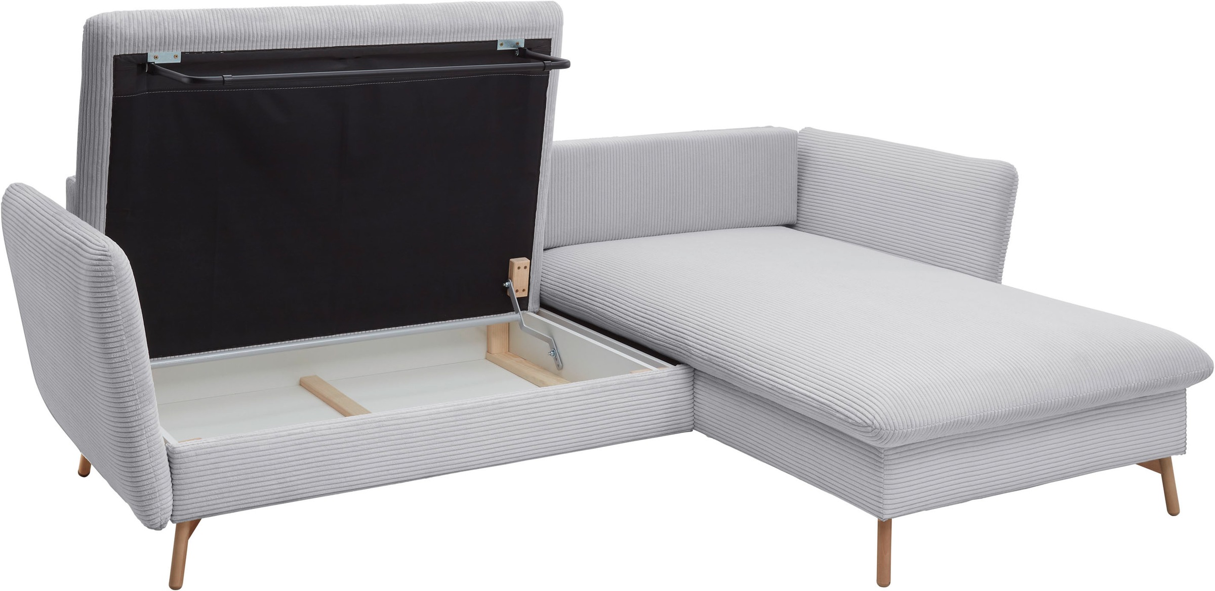 andas Ecksofa »MERLE, 258 cm, L-Form, traumhafter Cord,«, mit Bettfunktion und Bettkasten, Liegefläche 224 x 139