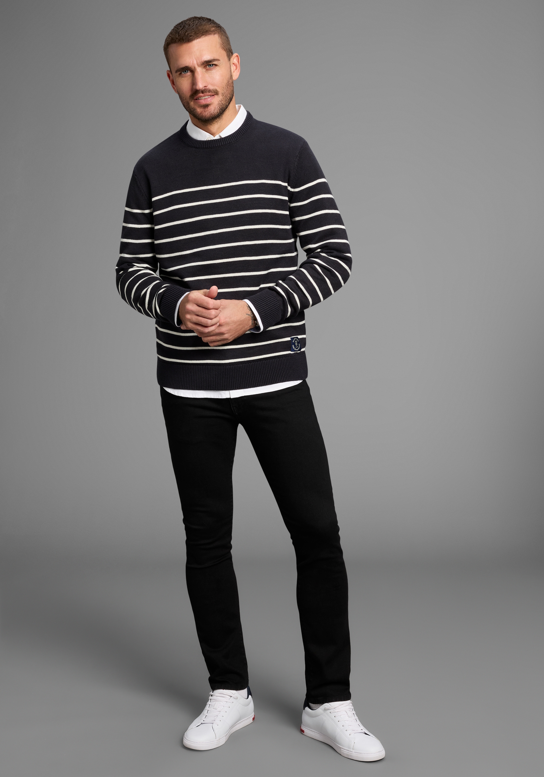 DELMAO Streifenpullover »Bis Größe 3 XL« im maritimen Stil - NEUE KOLLEKTION