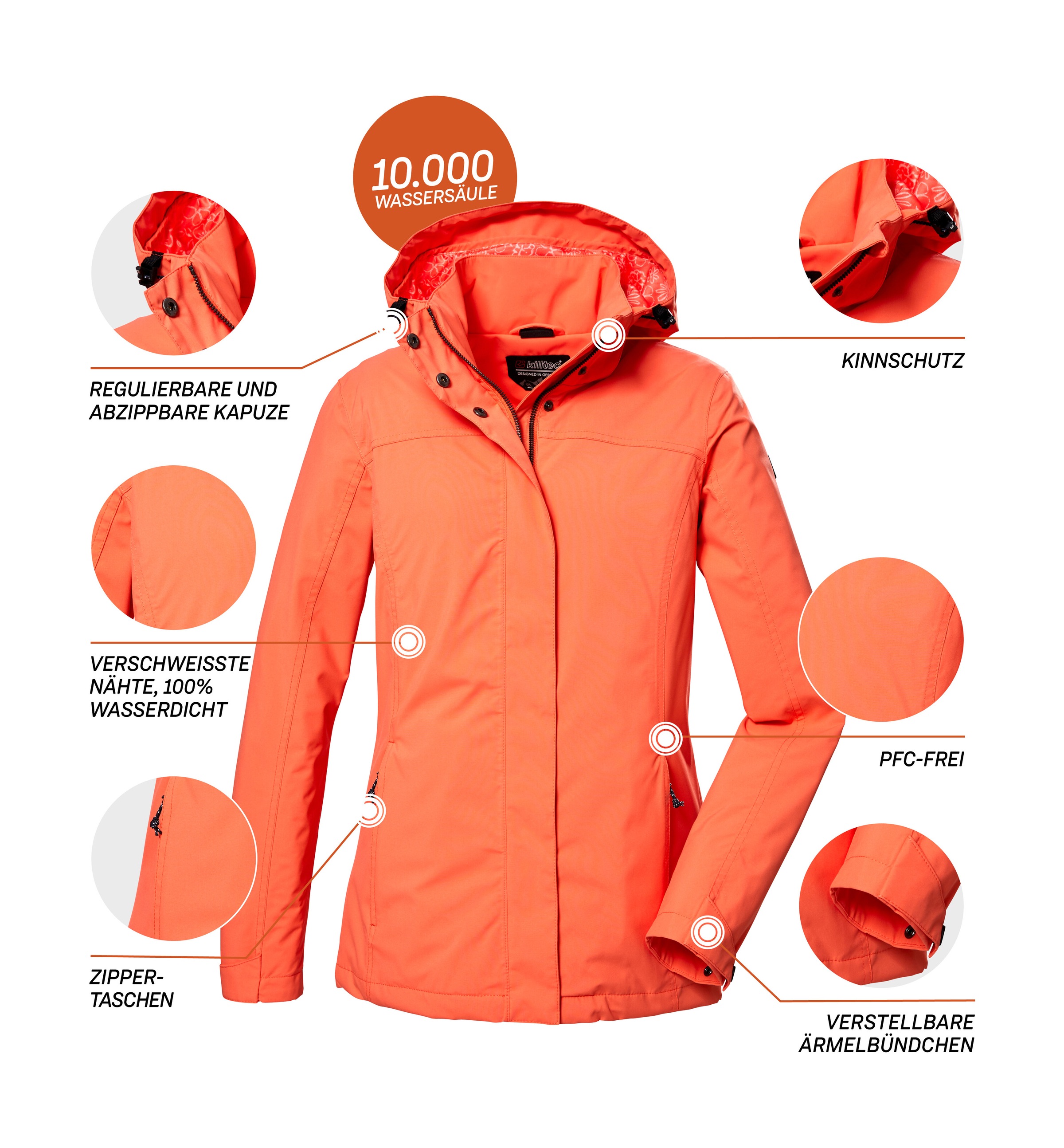 Killtec Outdoorjacke »KOS 42 WMN JCKT« Wasser- u winddicht, atmungsaktiv, Kapuze abzippbar, Ärmel verstellbar
