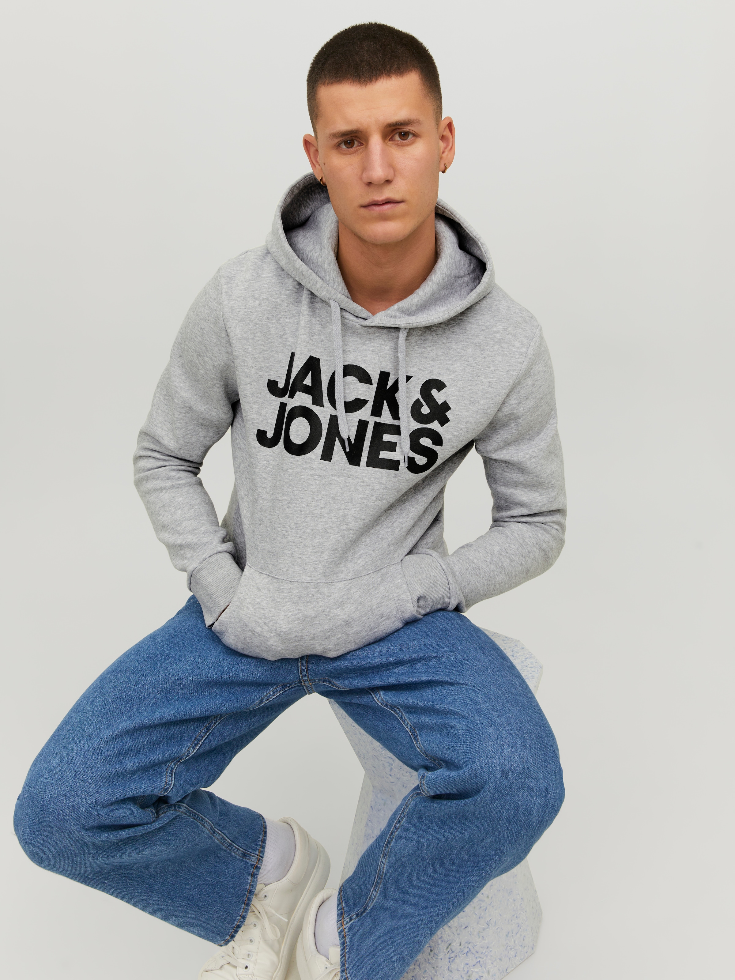 Jack & Jones Kapuzensweatshirt »JJECORP  Kapuze und Frontprint«, bedruckt, modisch, regular fit, Baumwollmischung, Rundhals
