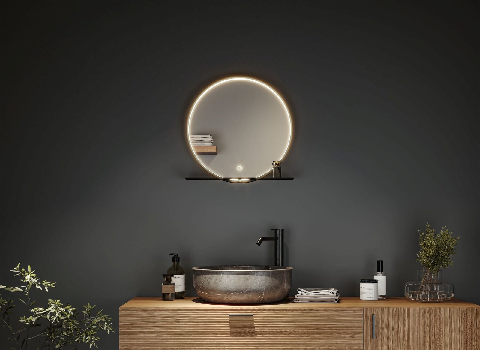 Paulmann LED Bad-Spiegelleuchte »Spiegel Miro«, Schutzart IP44, mit LED-Leuchtmodul, Touch-Funktion, Ø 50,0 cm