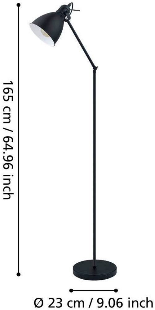 EGLO Stehlampe »PRIDDY Stehleuchte, Standleuchte, Stahl, schwarz, E27, Industrial« E27 Wohnzimmerlampe, Esszimmer, 1 flammig, Retro, Vintage, 137x23cm