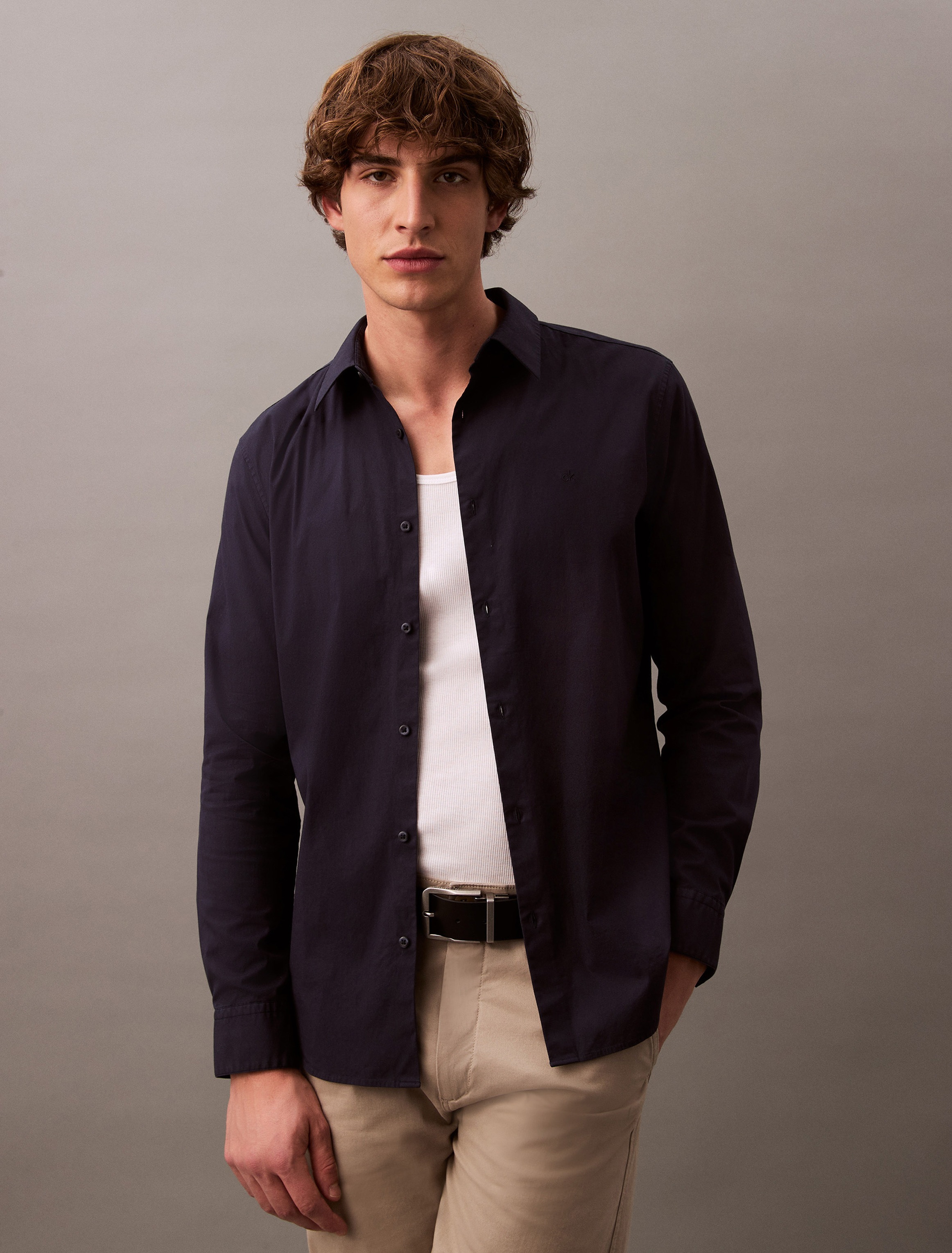 Calvin Klein Langarmhemd »LS SOLID STRETCH SLIM SHIRT«, in Unifarbe