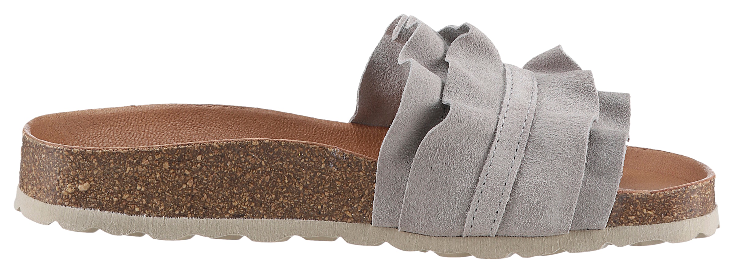 VERBENAS Pantolette »Rocio Roda«  Sommerschuh, Flat mit geschwungenen Laschenstoff