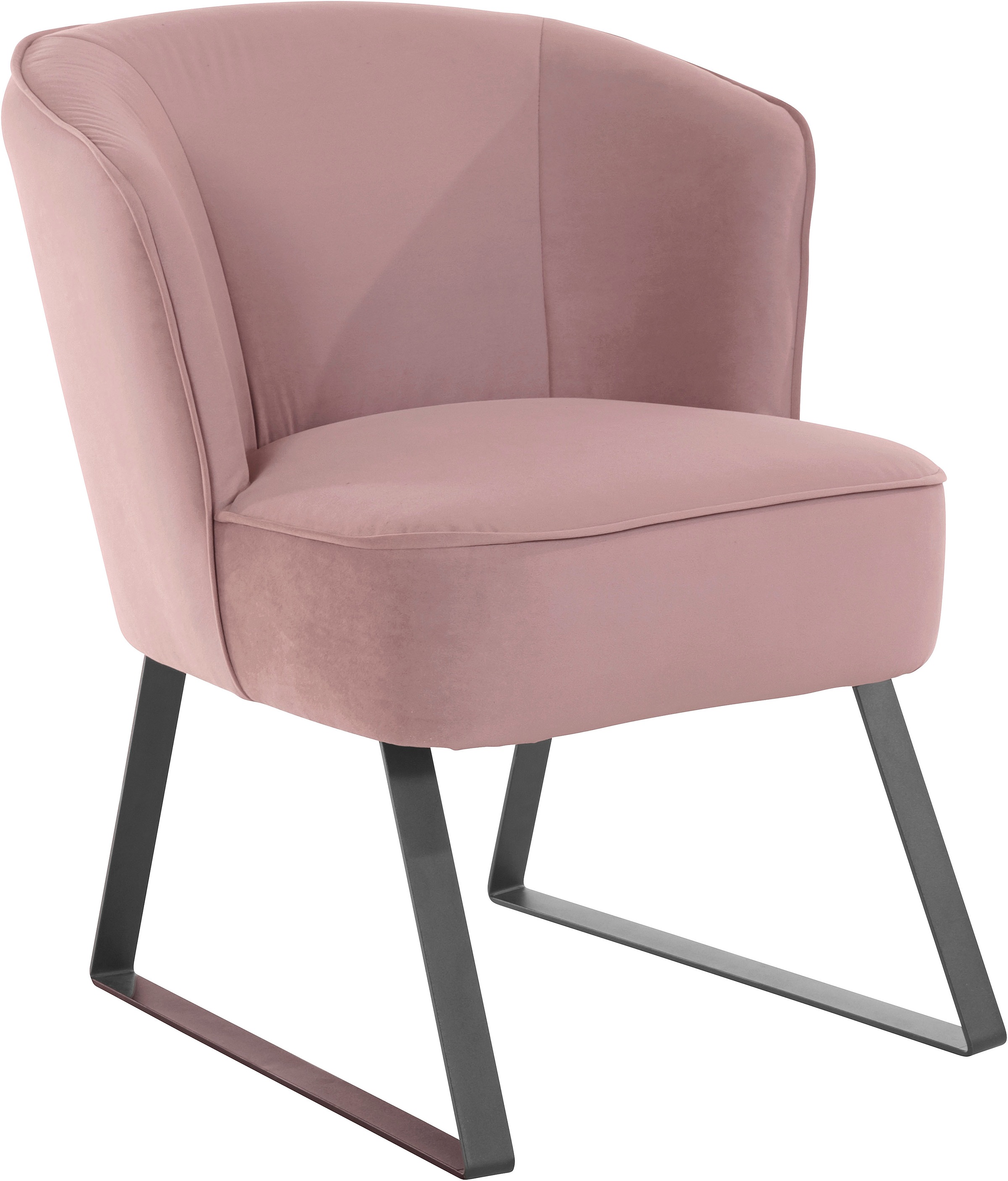 exxpo - sofa fashion Sessel »Americano, Loungesessel«, mit Keder und Metallfüßen, Bezug in verschiedenen Qualitäten, 1 Stck.