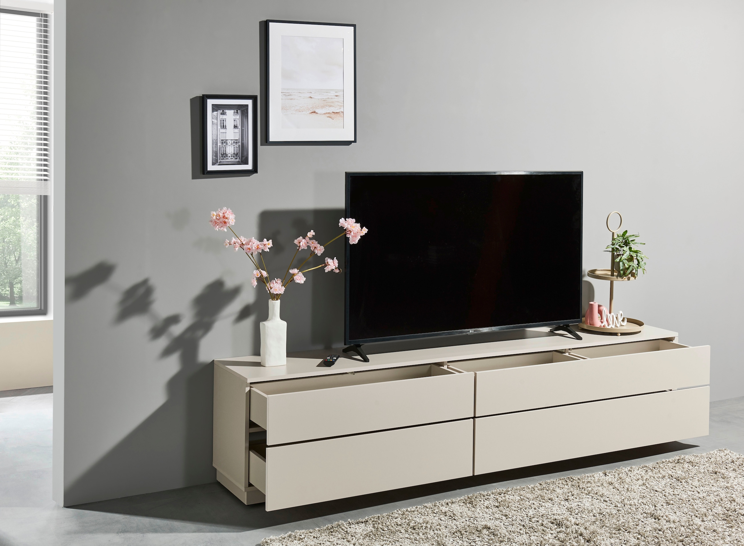 HBZ Lowboard »Vince Lowboard, B/H/T 220x50x38 cm« 1 Stk. tlg. Breite 220 cm, Push-to Open, Melaminbeschichtung