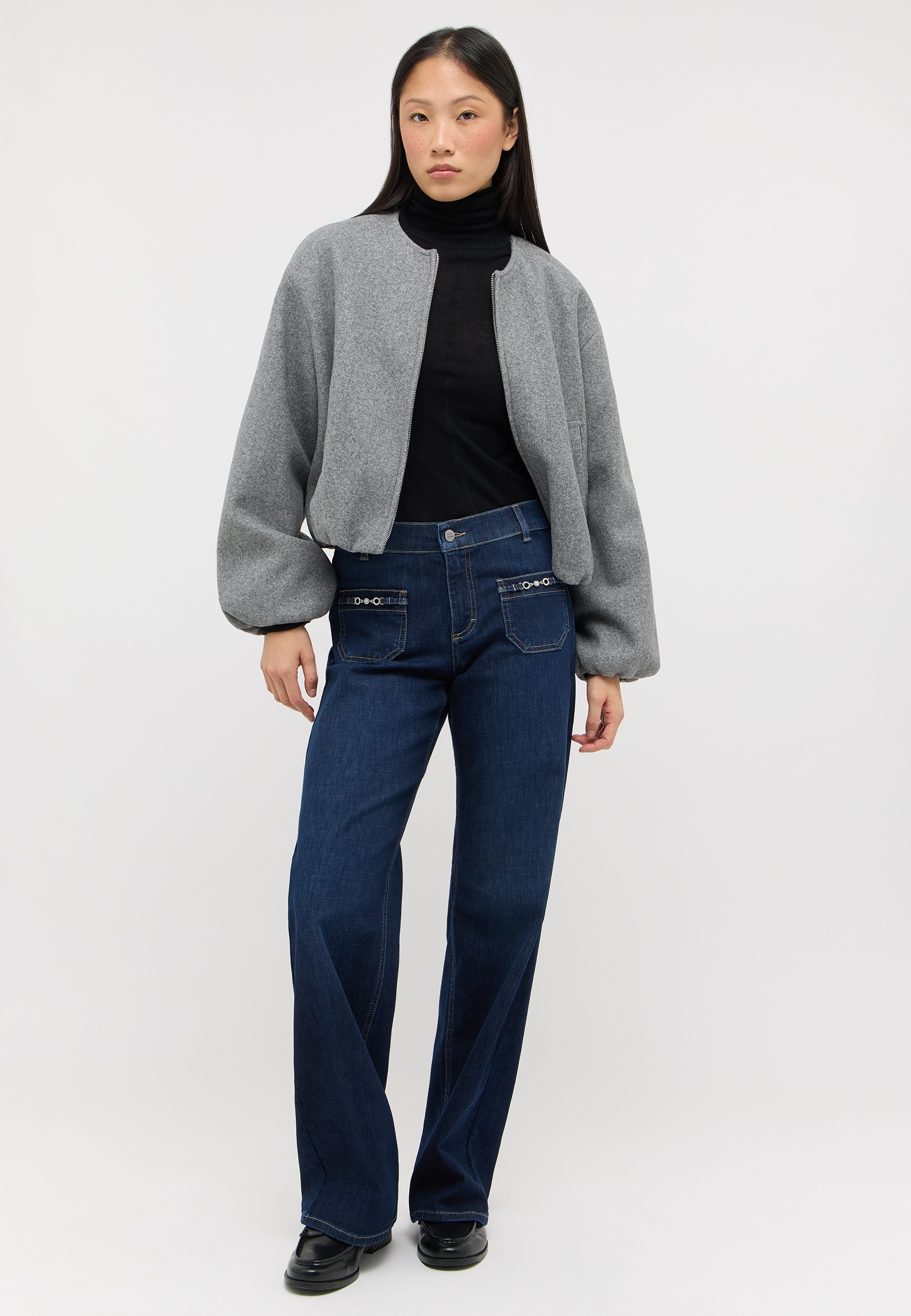 ANGELS Gerade Jeans »LIZ GLORY« Wide Leg, mit Schmuckelementen an den Vordertaschen