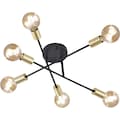 TRIO Leuchten Deckenleuchte »CROSS«, E27, Deckenlampe 6-flammig (E27 Leuchtmittel exkl.), Arme schwenkbar, Ø 57cm, schwarz mit bronzefarbigen Fassungen