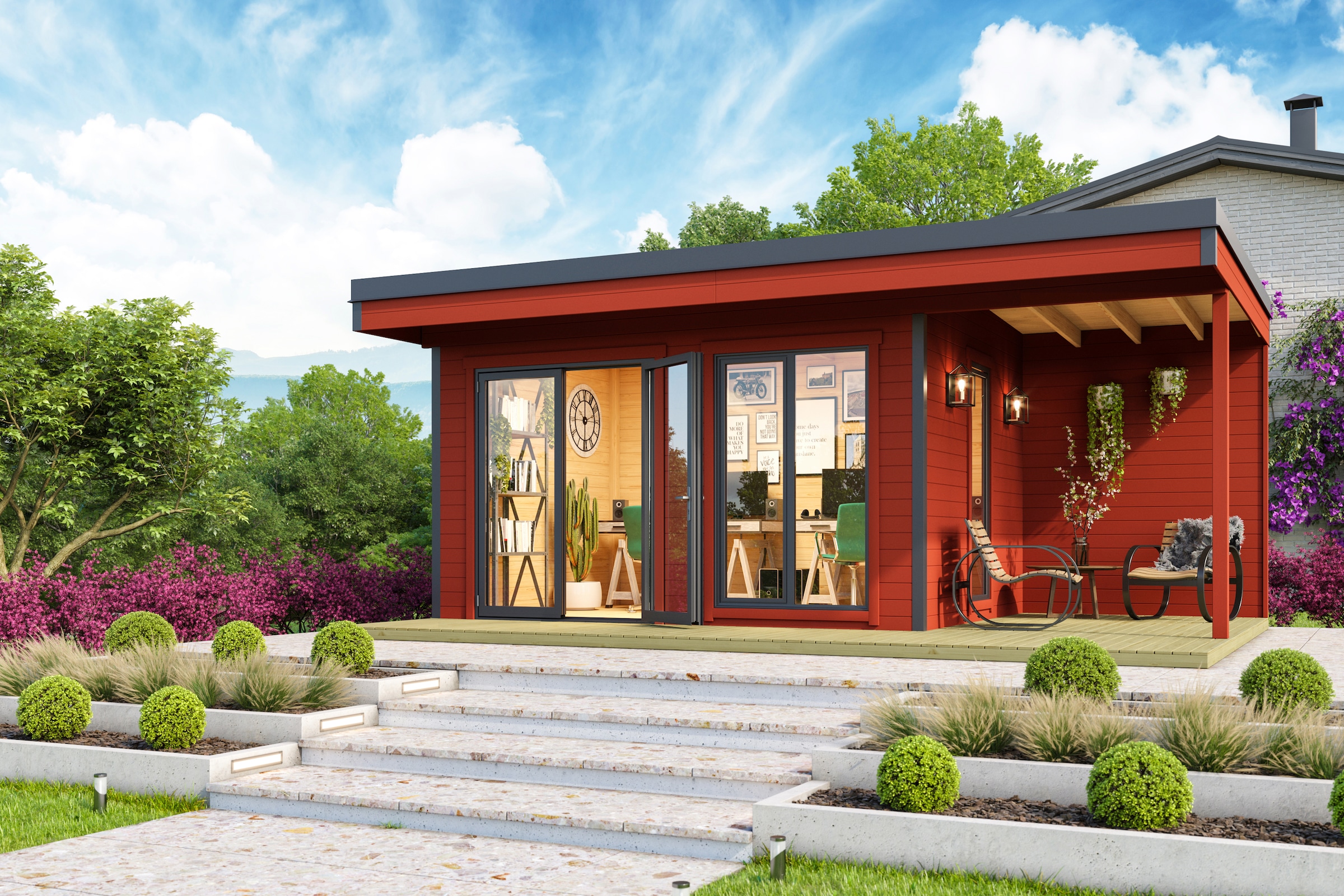 LASITA MAJA Gartenhaus »DOMEO 7 SCHWEDENROT/ANTHRAZIT«, (Set)
