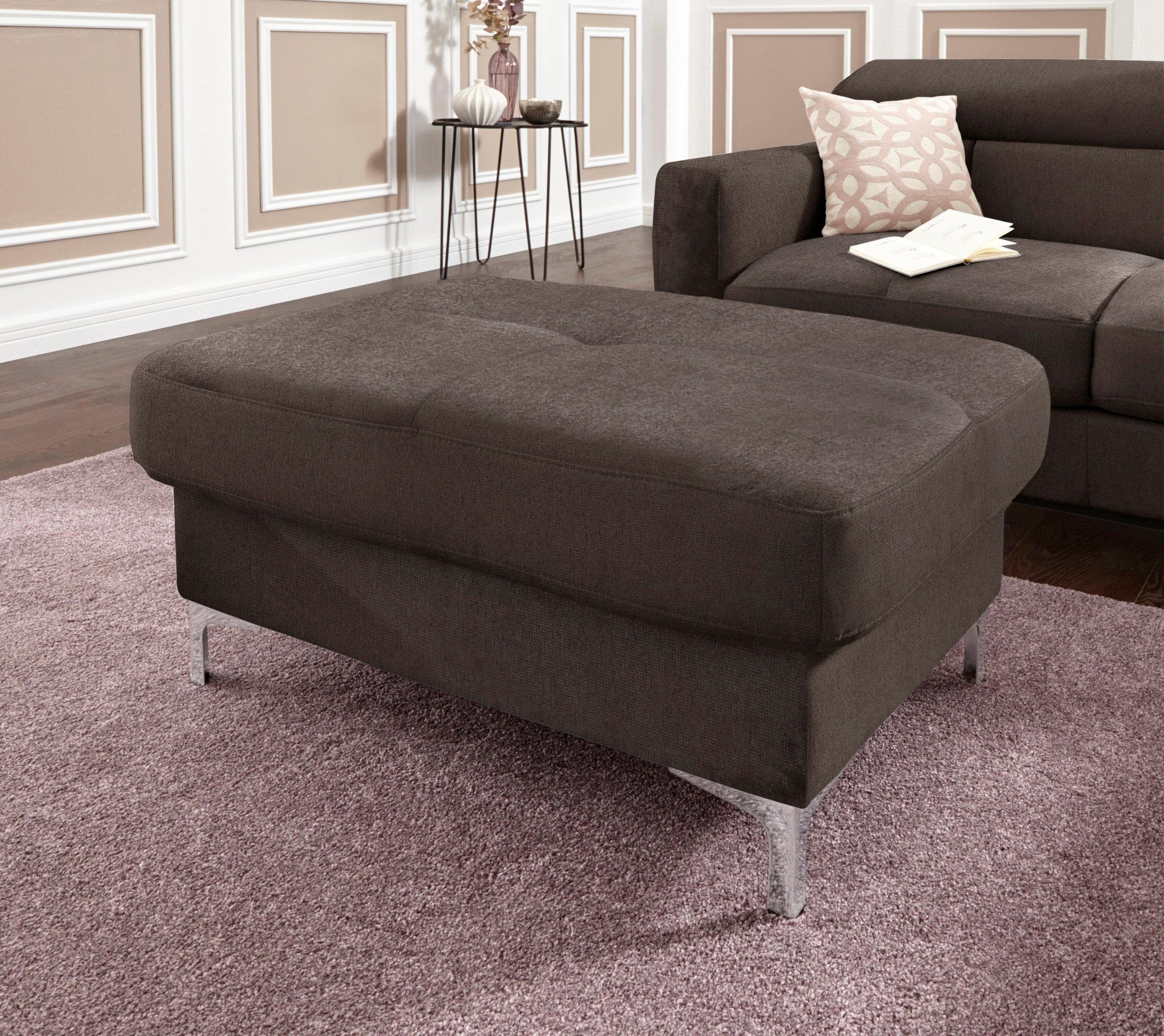 COTTA Polstergarnitur »Sammy L-Form«, (Set), Set bestehend aus: Ecksofa mit Kopfteilverstellung & Hocker