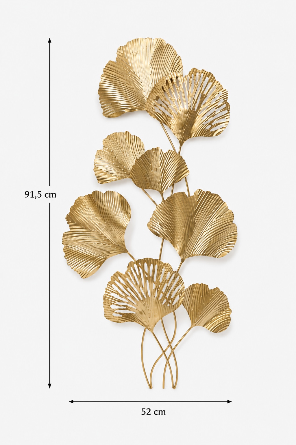 OTTO home Wanddekoobjekt »Ginkgo-Blätter in goldfarben oder türkis« Wanddekoration aus Metall, groß: 91,5x52cm