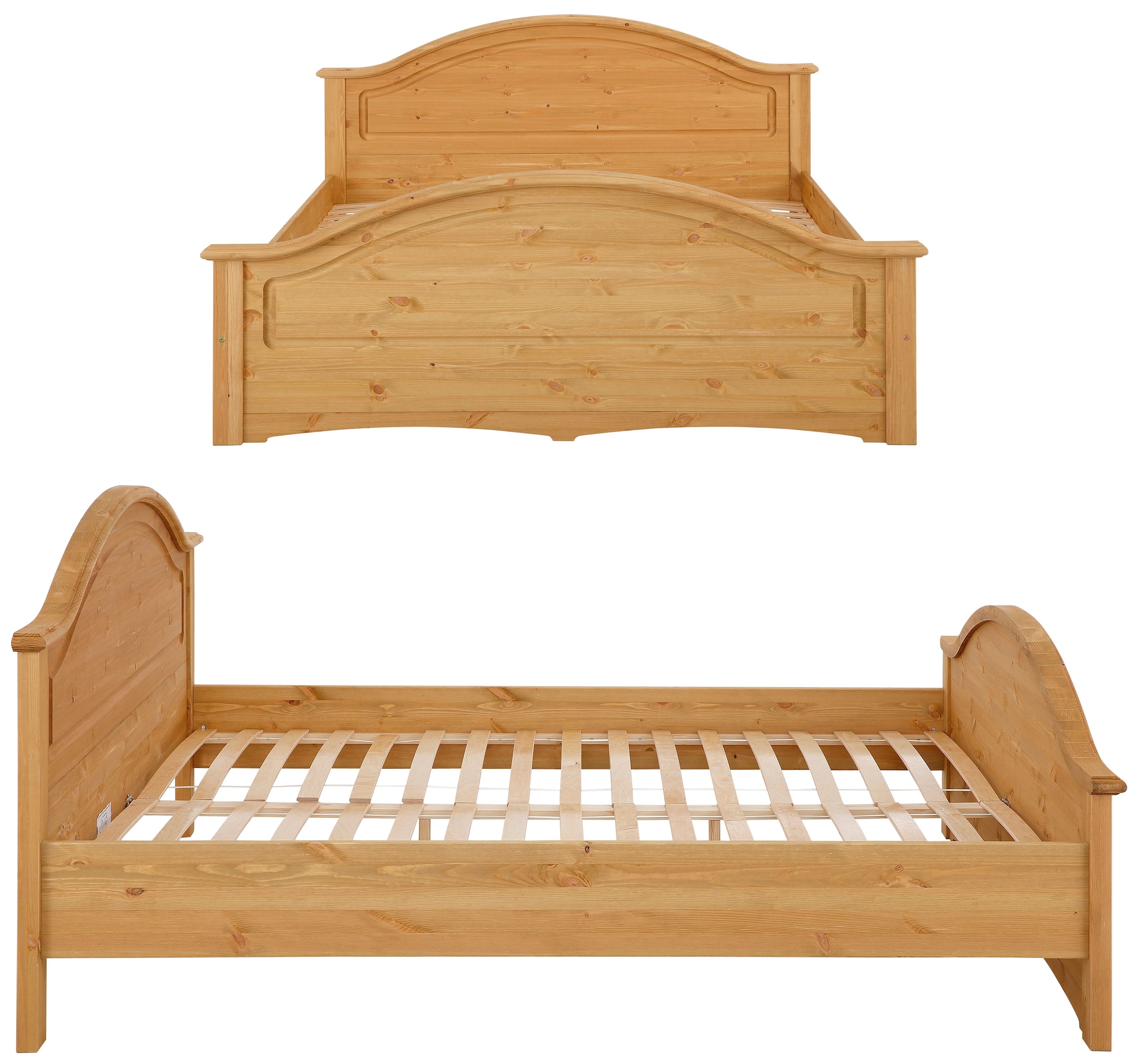 OTTO home Schlafzimmer-Set »"Konrad", komplettes Schlafzimmer mit großem Schrank« Set, Kleiderschrank 5 türig mit Schubladen, 2 Nachttische, Bett 180x200cm, 4 Stk. tlg. klassischer Landhausstil, Metallgriffe, Massivholz (Kiefer)