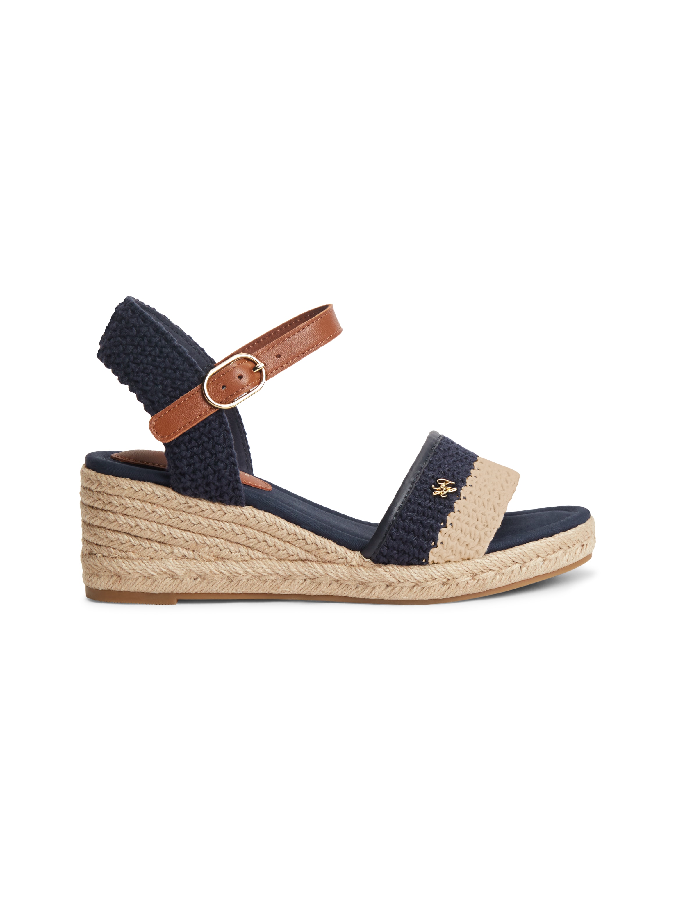 Tommy Hilfiger Keilsandalette »TH MID ESPAD WEDGE CROCHET«  Sommerschuh, Riemchensandale in sommerlicher Häkel-Optik, schmale Form
