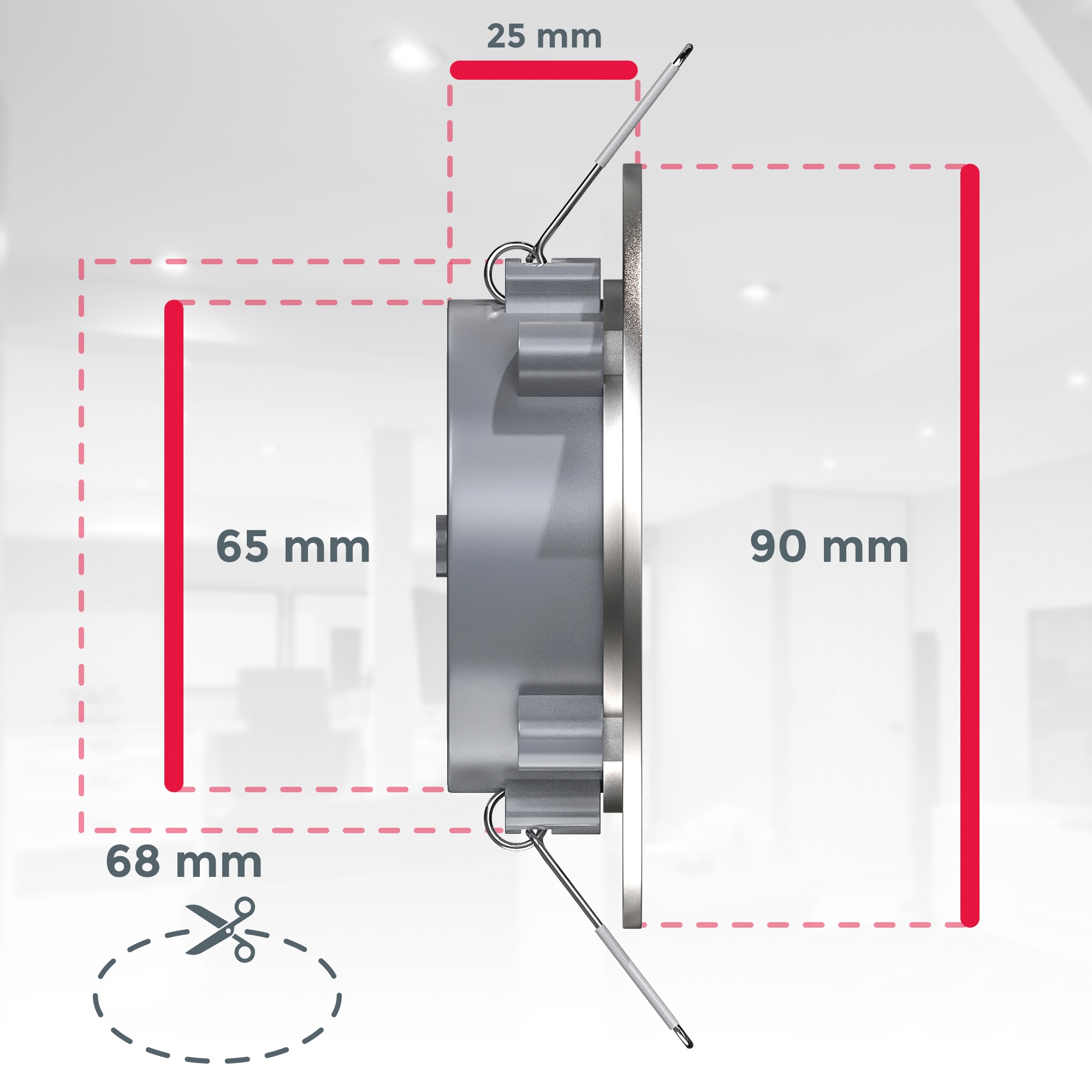 B.K.Licht LED Einbauleuchte »BK_EL1278 6er Set Bad Einbaustrahler, IP44 geschützt, flache Spots« LED-Modul 6 Stk. Warmweiß 3.000K, 480Lm, 4,9W, Kunststoff, 9 x 2,5 cm, Nickel
