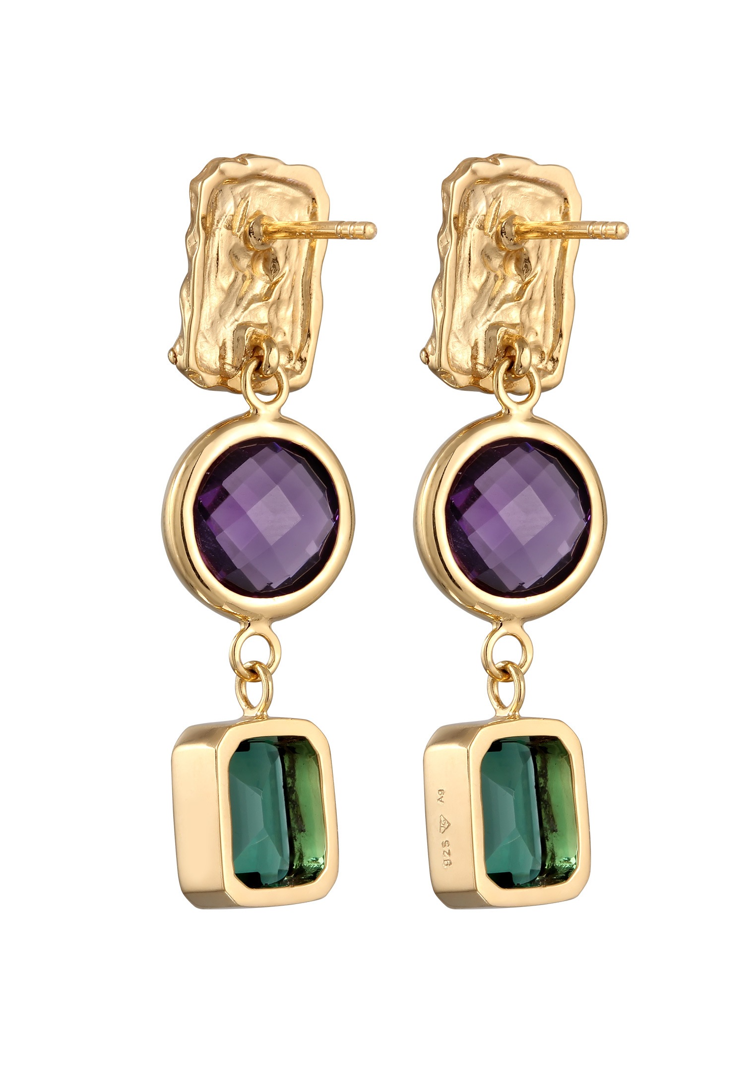 Elli Premium Paar Ohrstecker »Ohrringe Ohrstecker Amethyst Quarz Edelstein 925 Sterling Silber vergoldet«