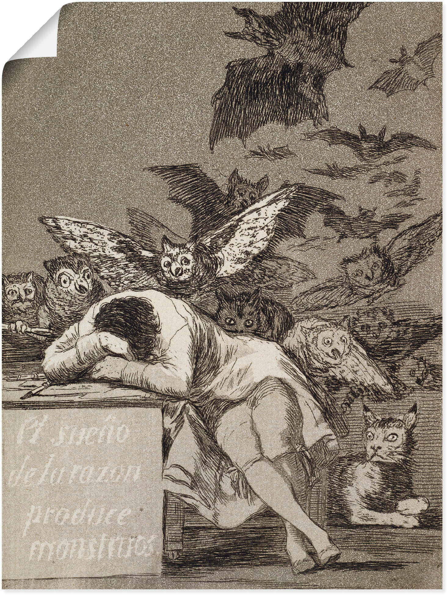 Artland Wandbild »Schlaf der Vernunft gebiert Ungeheuer«, Mann, (1 St.),  als Leinwandbild, Wandaufkleber oder Poster in versch. Größen auf Raten  kaufen