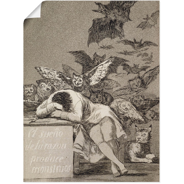 Leinwandbild, Wandaufkleber kaufen auf »Schlaf in (1 versch. Mann, der gebiert St.), Raten Wandbild Artland als Vernunft oder Größen Poster Ungeheuer«,