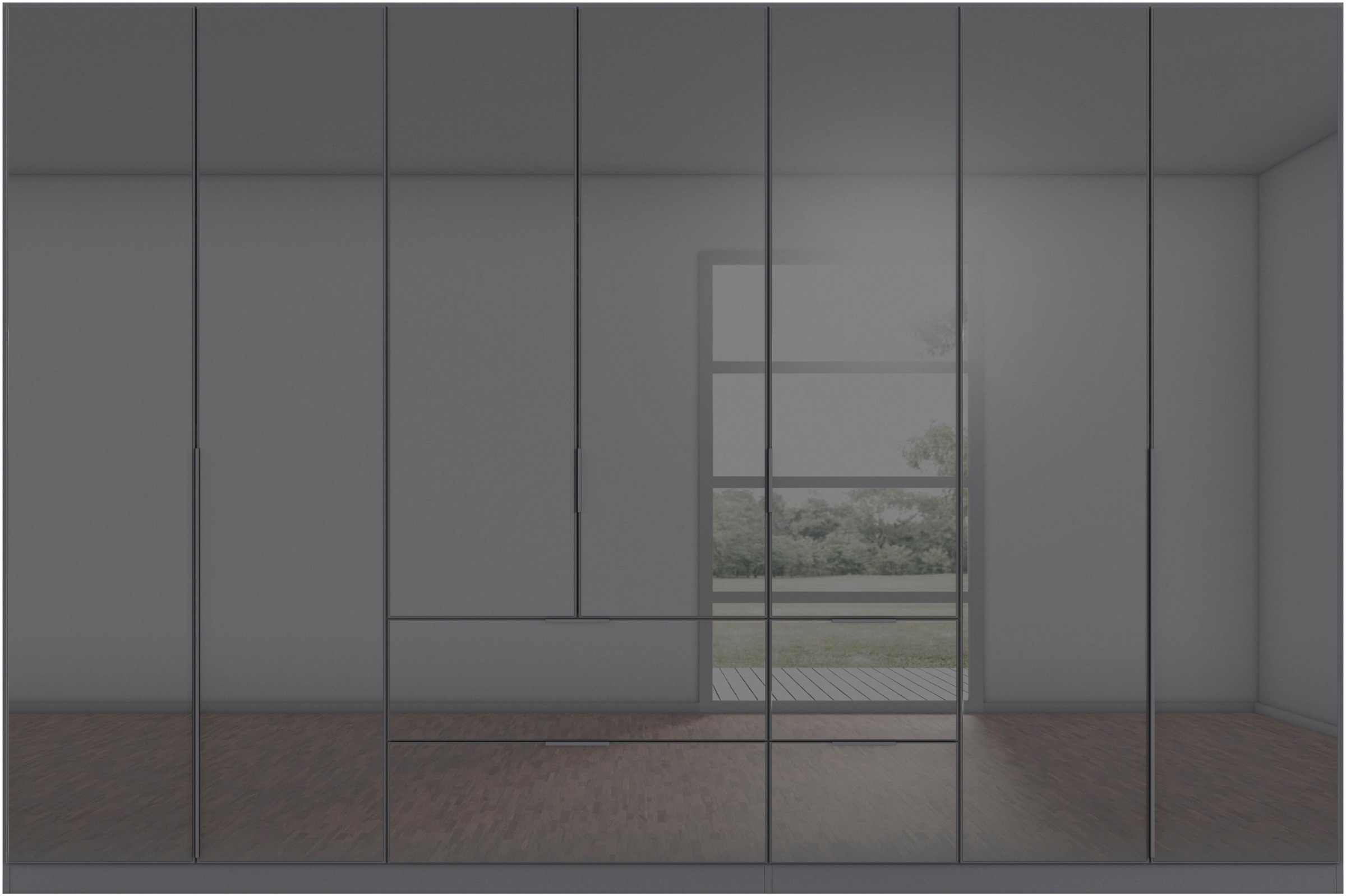 rauch Drehtürenschrank »Kleiderschrank Kleiderschränke Schrank Garderobe AGORDO mit Glasfront«, (in zwei Griff-Farben, Breiten 91-360 cm), mit Außenschubkästen, in 7 Breiten und 2 Höhen MADE IN GERMANY