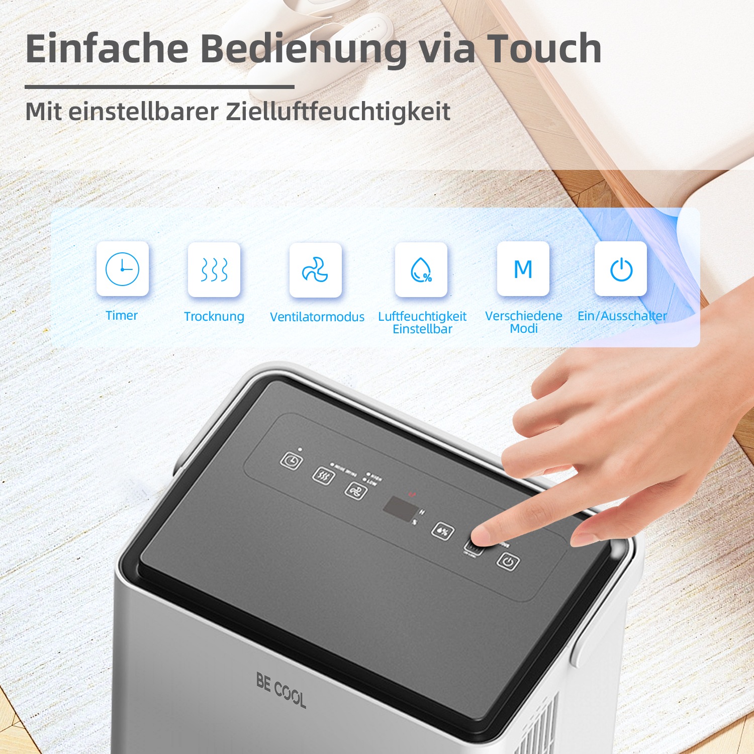 be cool Luftentfeuchter »BC20LEF2301«, für 50 m³ Räume, Entfeuchtung 20 l/Tag, Tank 4 l