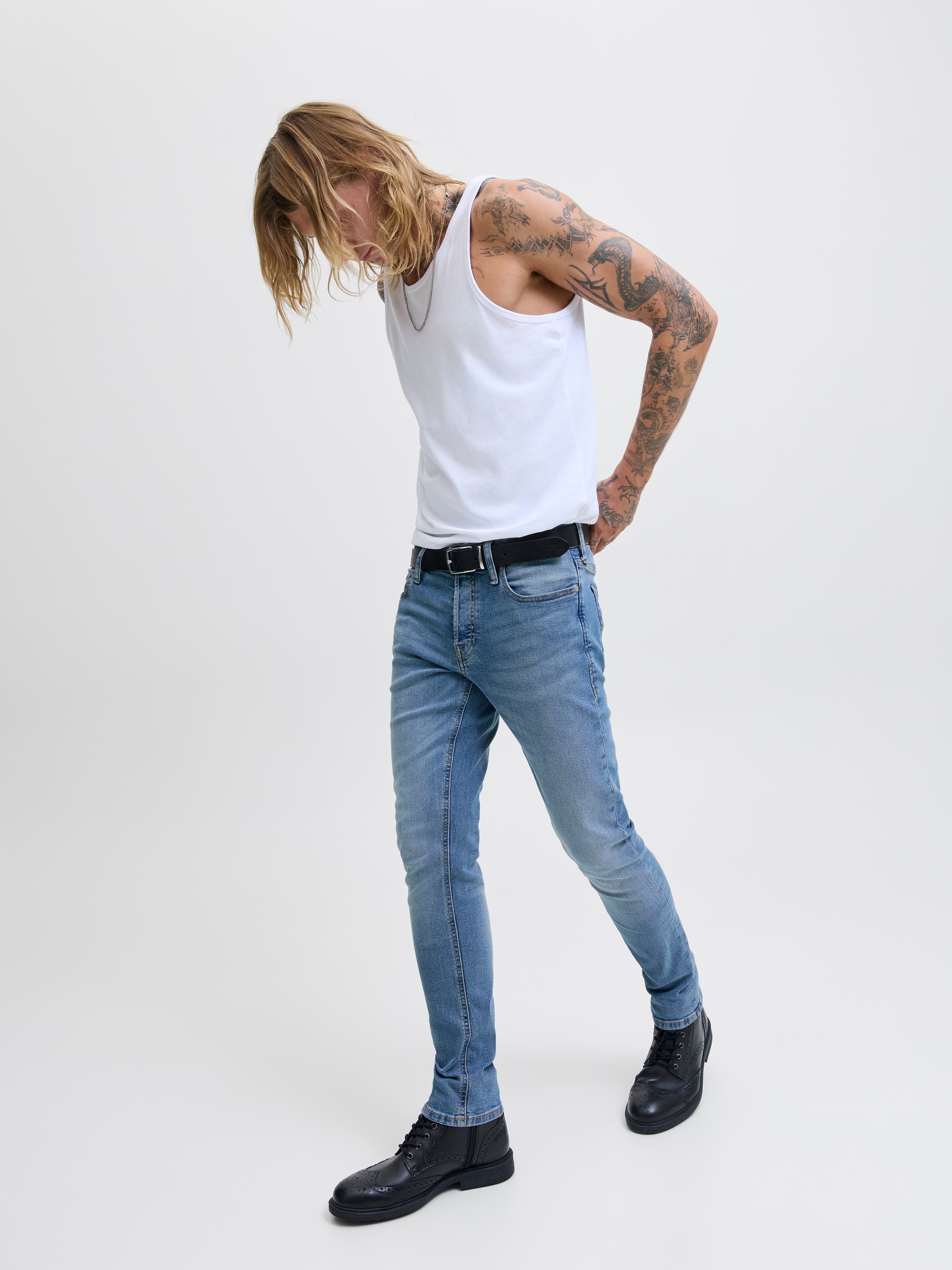 Jack & Jones Slim-fit-Jeans »JJIGLENN Jeans mit schmaler Beinform und Stretch für Komfort« Denim/Jeans, modisch, slim fit, Baumwollmischung