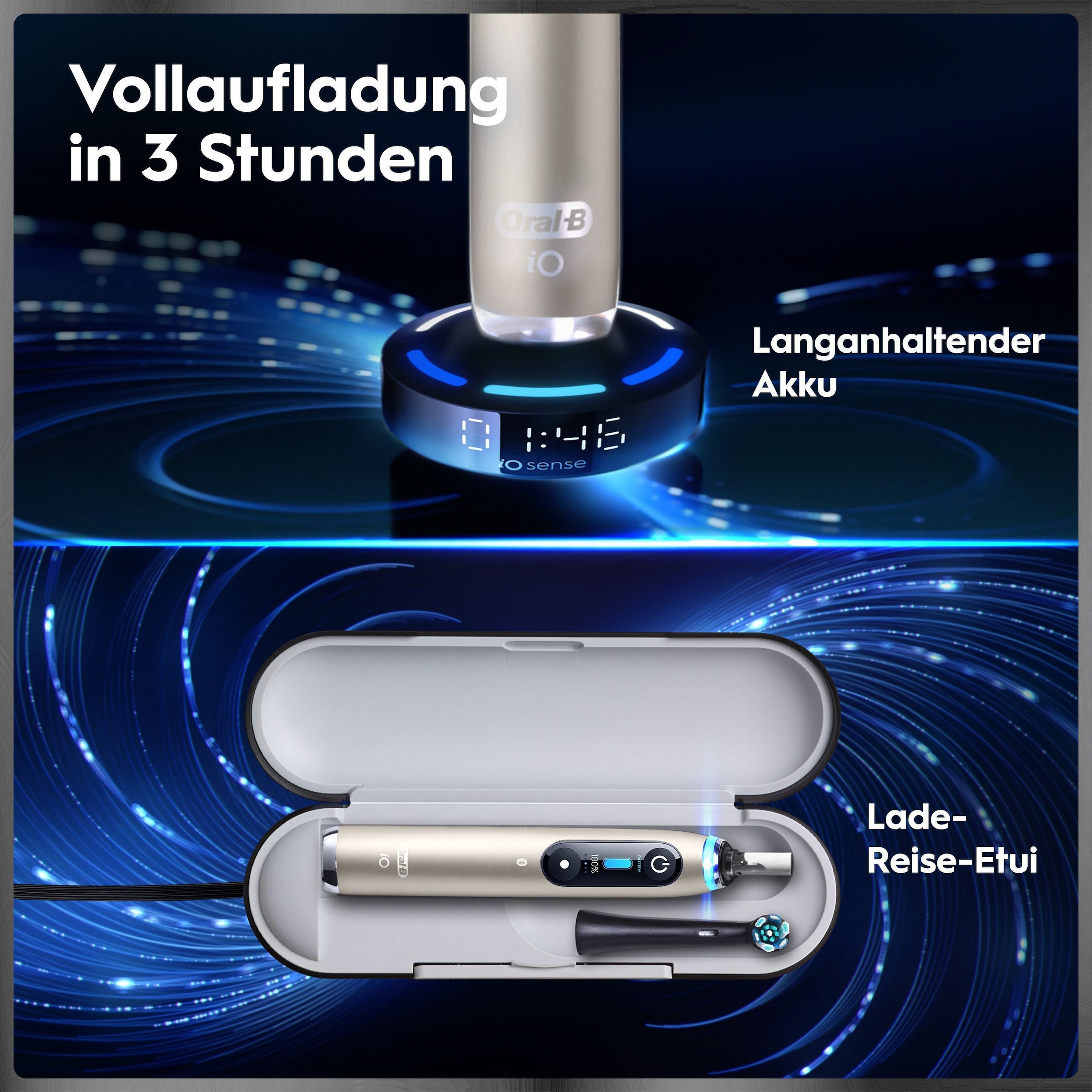 Oral-B Elektrische Zahnbürste »iO Series 10« 1 Stk. Aufsteckbürsten inkl. 1 Aufsteckbürste, iO Sense Schnellladestation, Lade-Reise-Etui